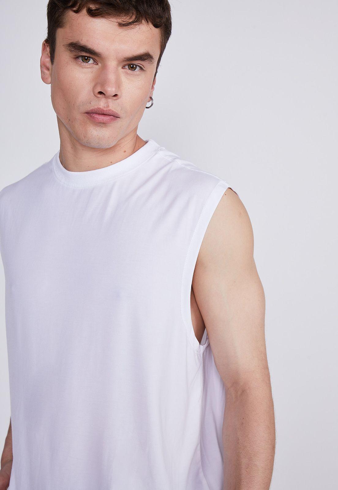 Polera Hombre Blanco Musculosa Oversize Sioux-1
