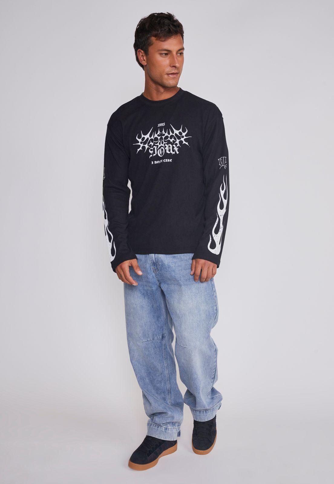 Polera Hombre Llamas Negro Sioux-2