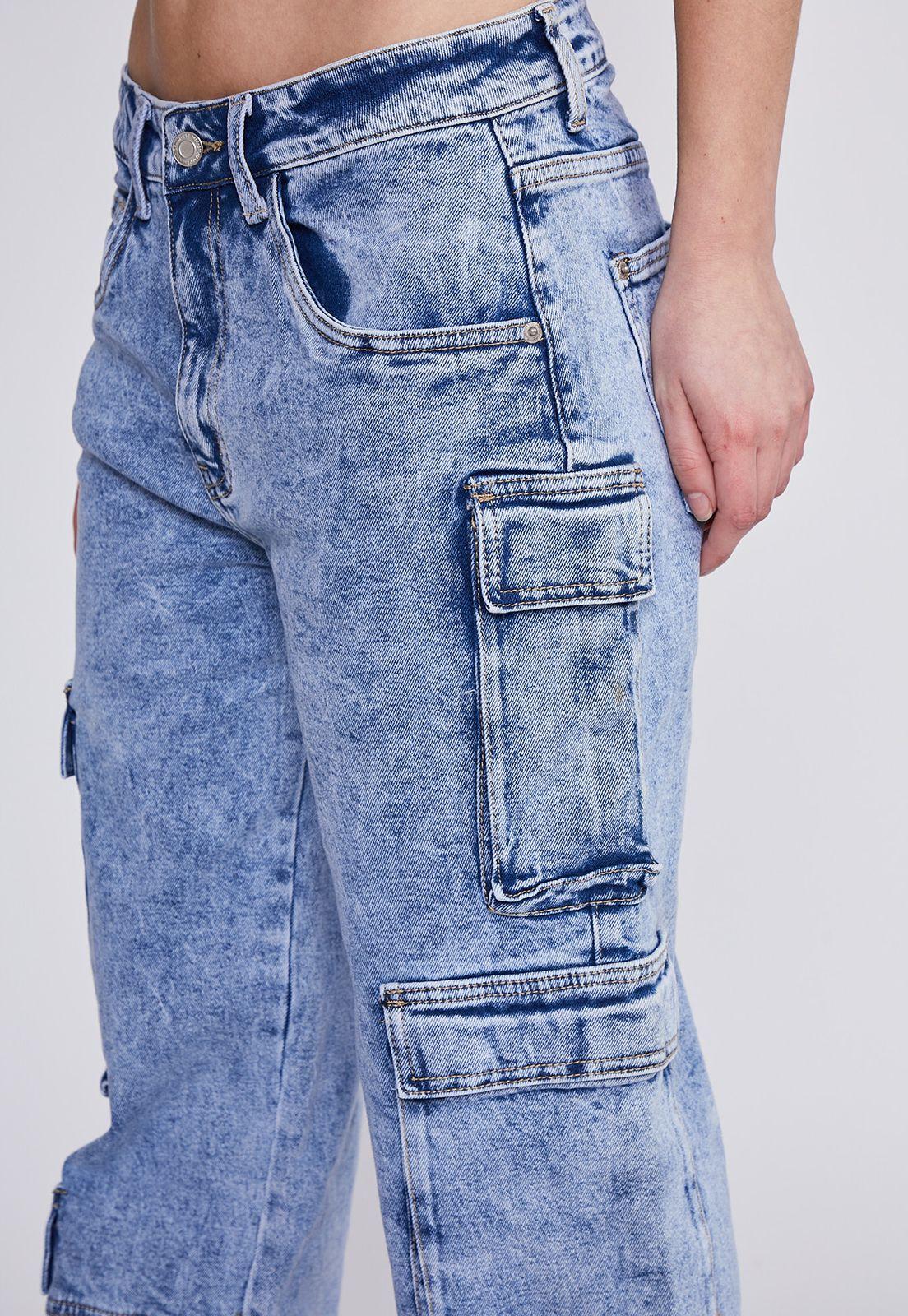 Jeans Mujer Azul Cargo Recto Sioux-1