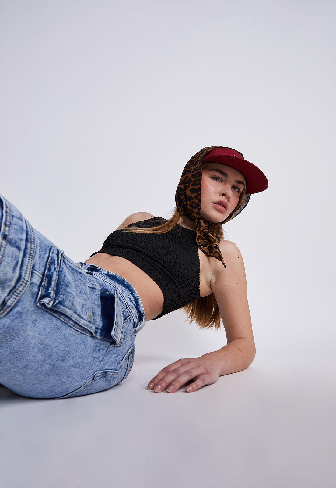 Jeans Mujer Azul Cargo Recto Sioux-3