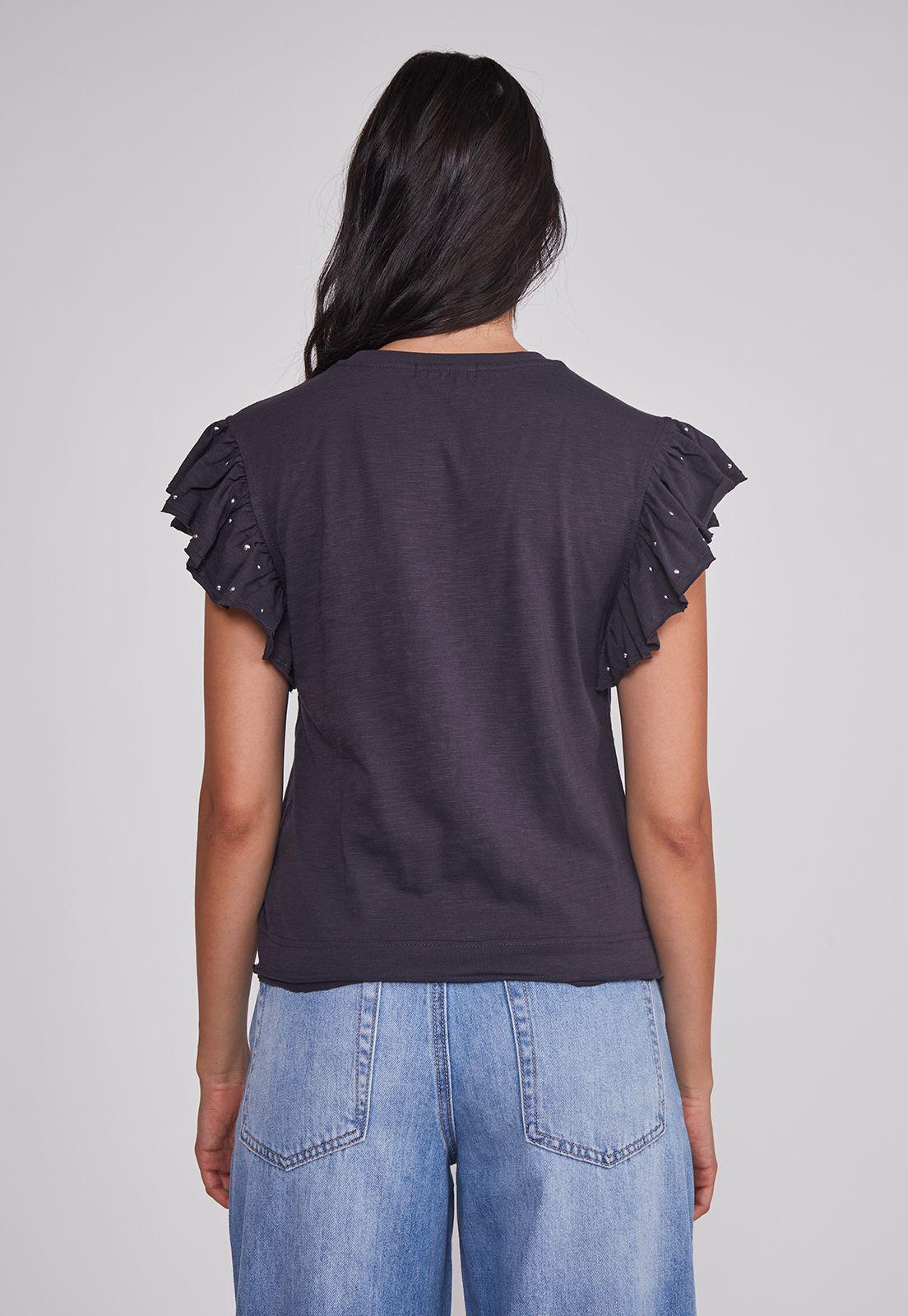 Polera Mujer Manga Brillos Acero Sioux-1