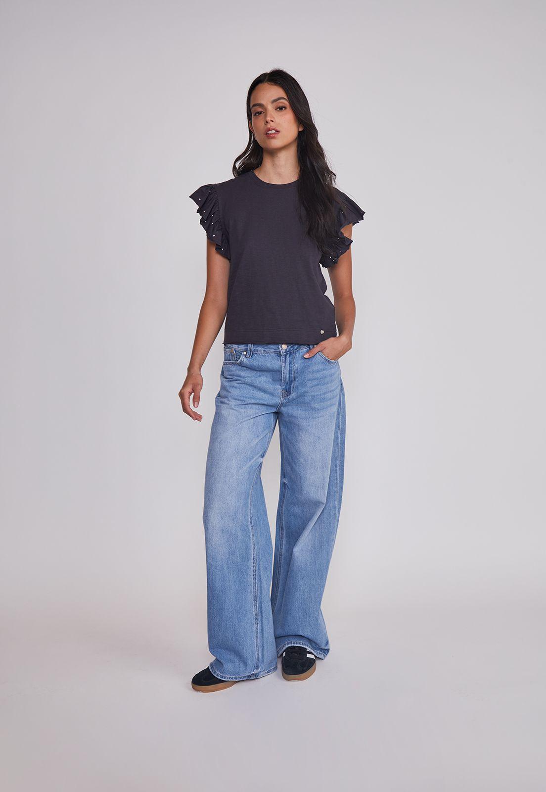 Polera Mujer Manga Brillos Acero Sioux-2