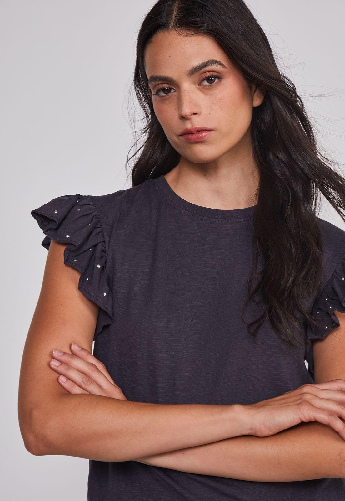 Polera Mujer Manga Brillos Acero Sioux-3