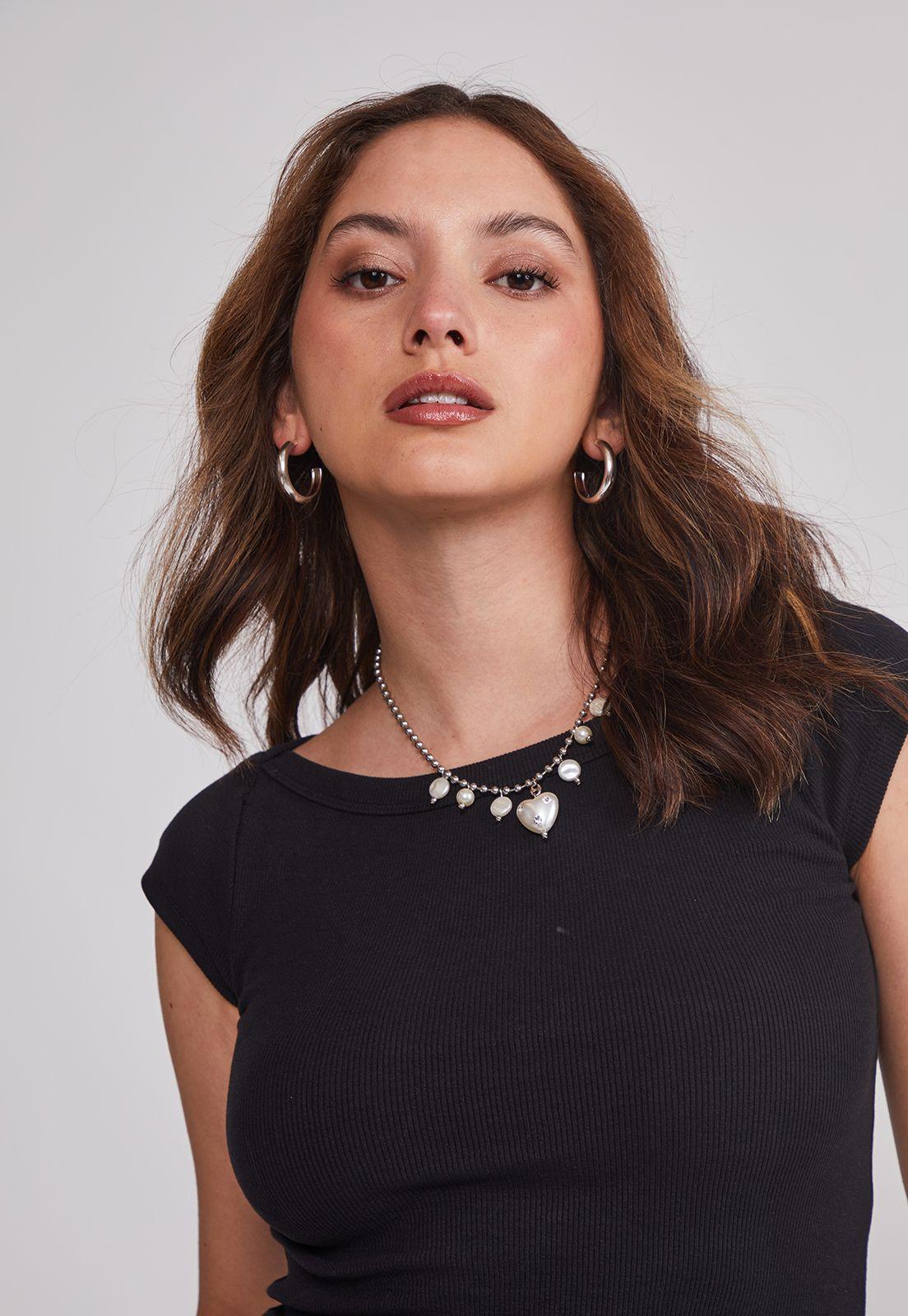 Polera Mujer Ajustada Cuello Negro Sioux-3