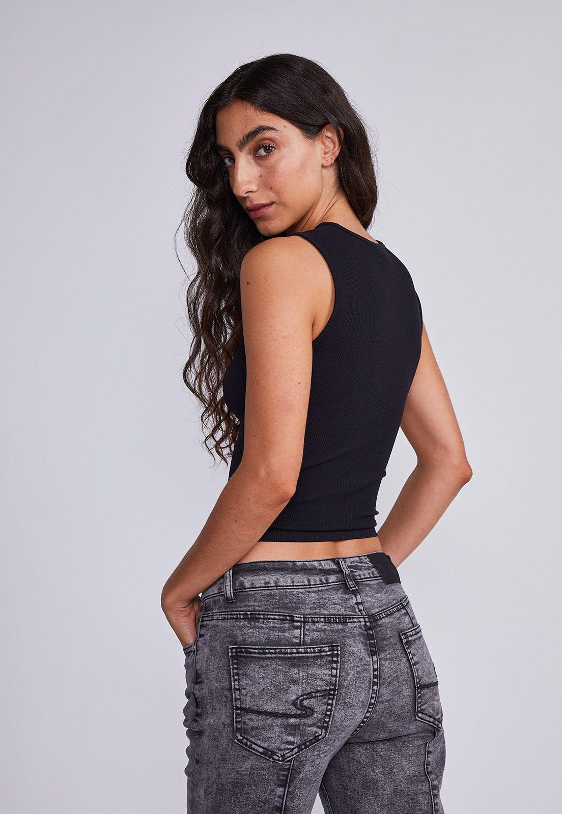 Peto Mujer Negro Elasticado Escote Centro Sioux-2