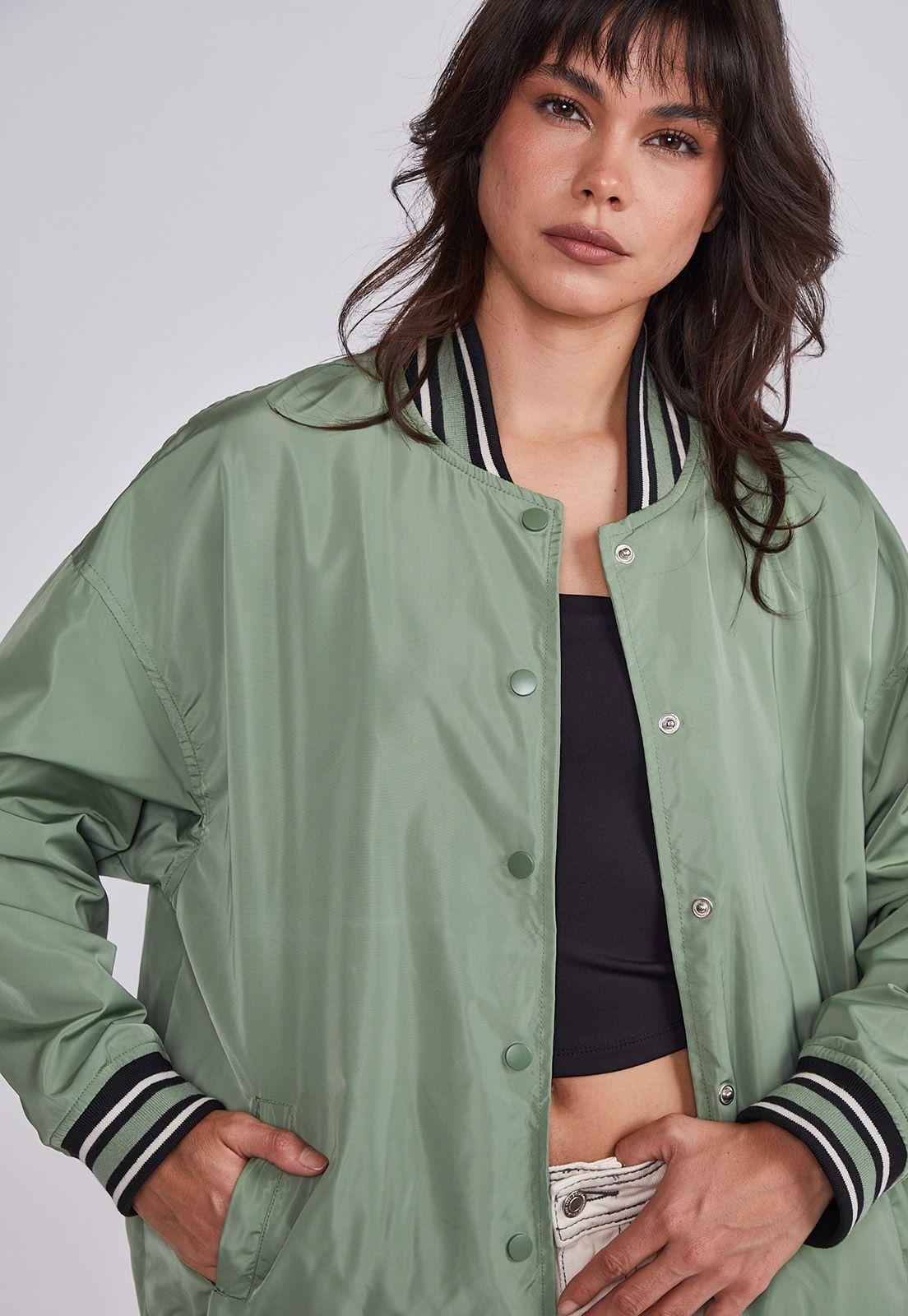 Chaqueta Mujer Verde Bomber Larga Sioux-1