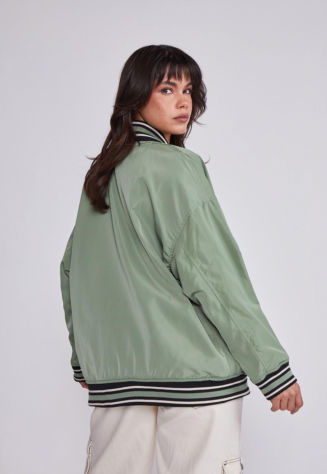 Chaqueta Mujer Verde Bomber Larga Sioux-2