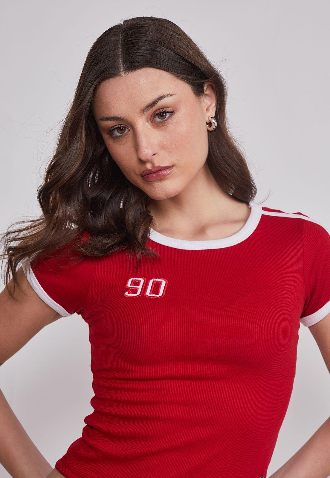 Polera Mujer Baby Tee Numero Rojo Sioux-1