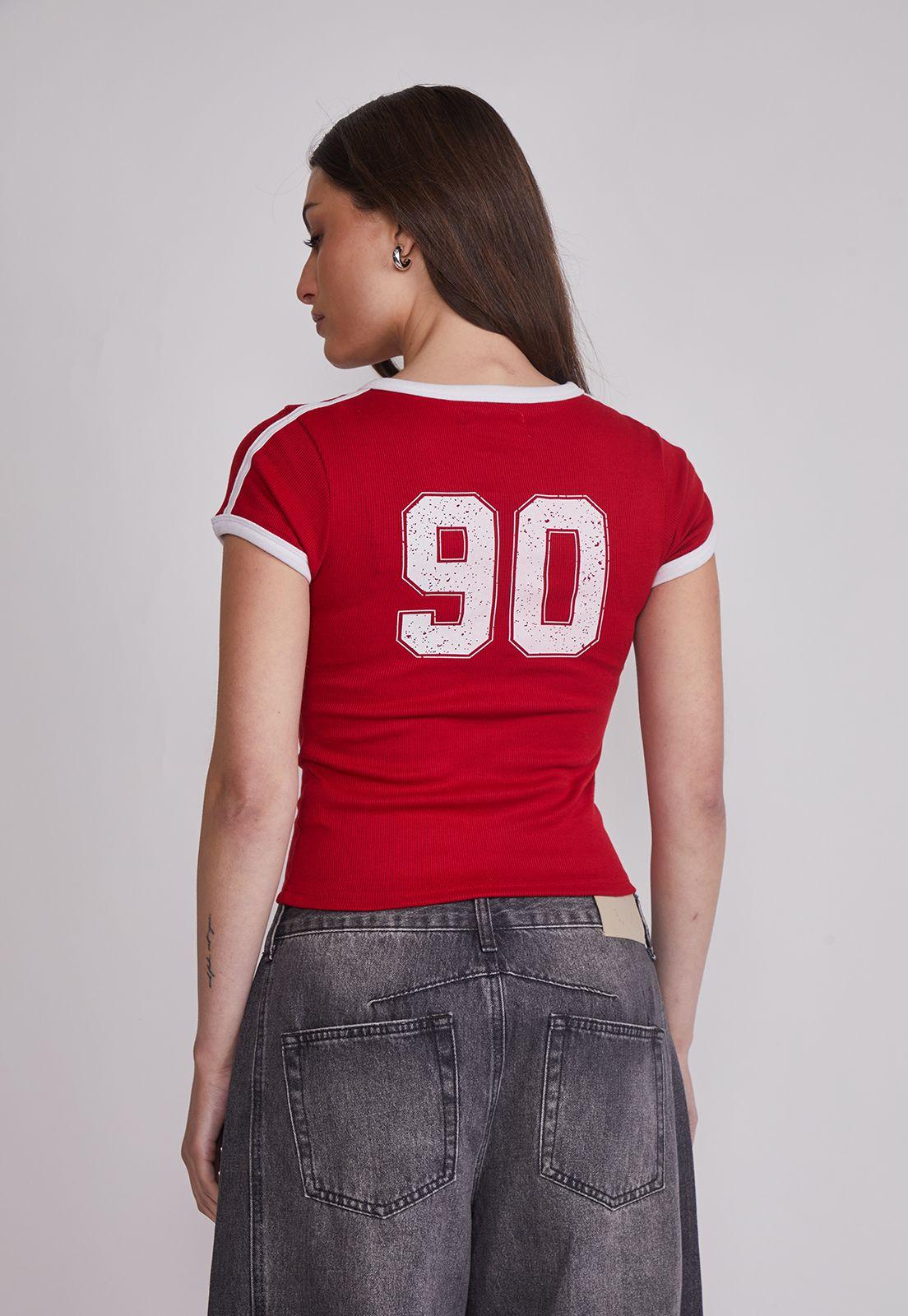 Polera Mujer Baby Tee Numero Rojo Sioux-3