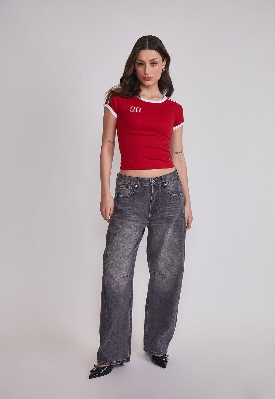 Polera Mujer Baby Tee Numero Rojo Sioux-4