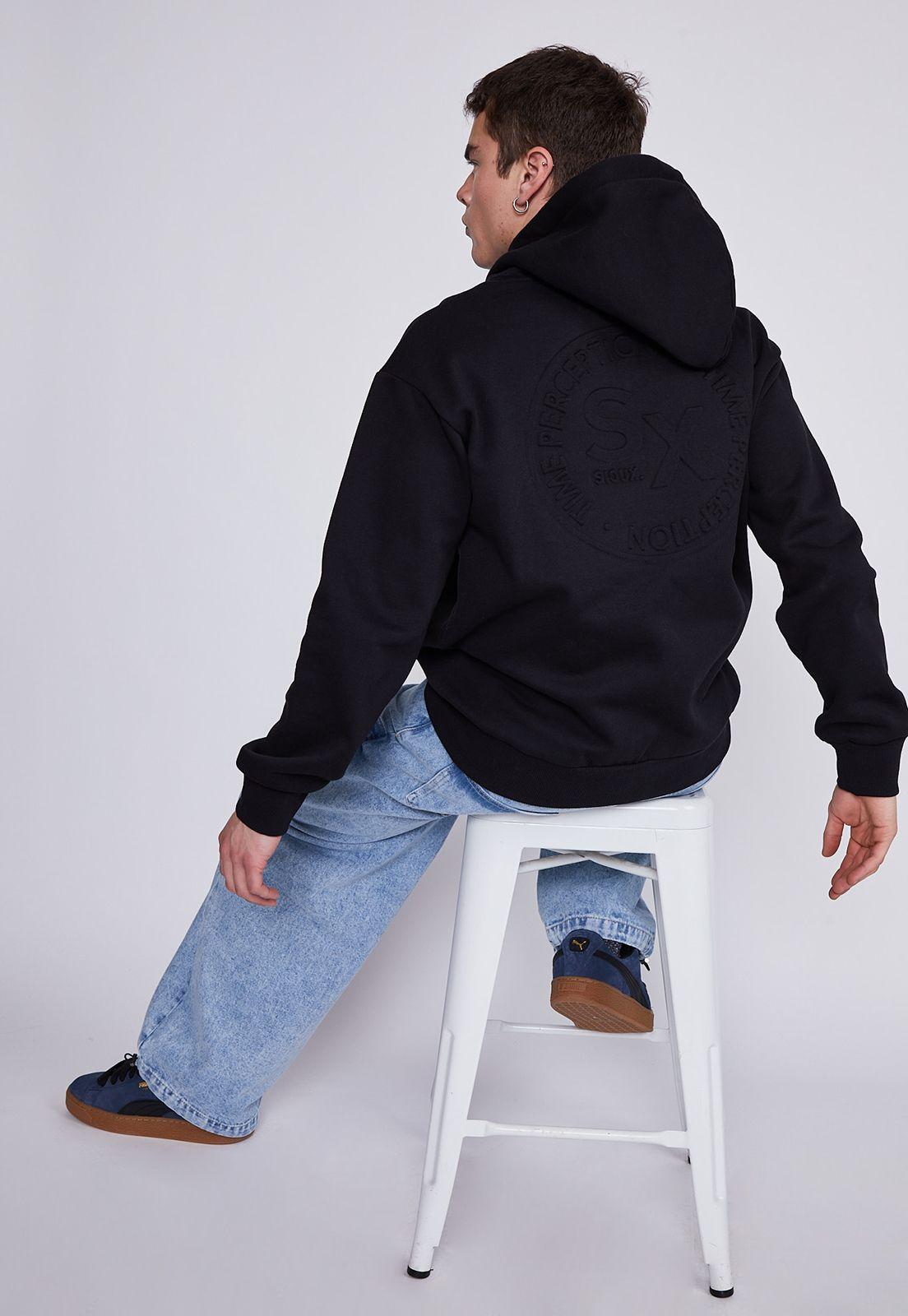 Polerón Hombre Negro Estampado 3D Sioux-2