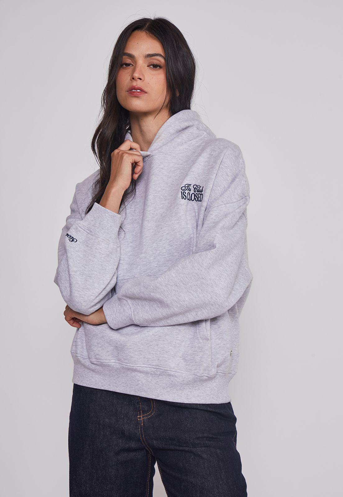 Polerón Mujer Bordado Espalda Gris Sioux-0