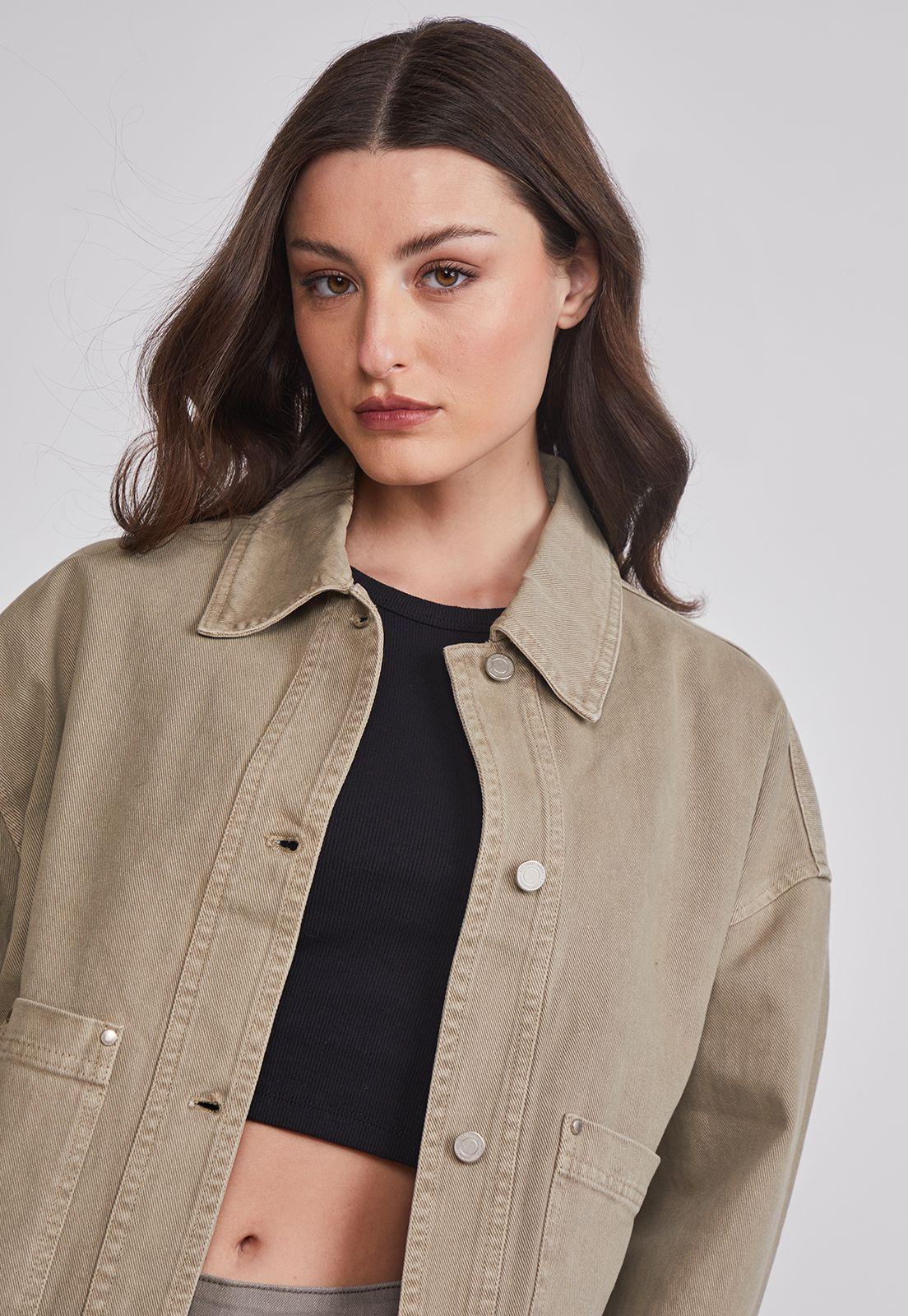 Chaqueta Mujer Sobrecamisa Denim Verde Sioux-2