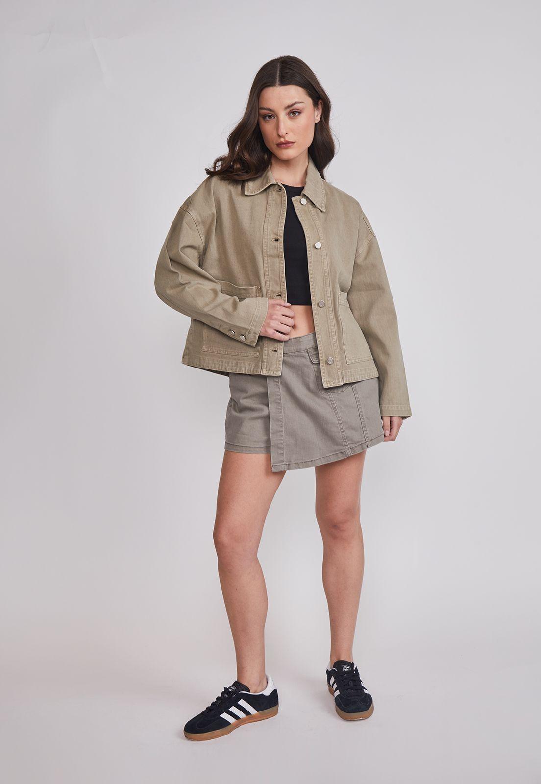 Chaqueta Mujer Sobrecamisa Denim Verde Sioux-4