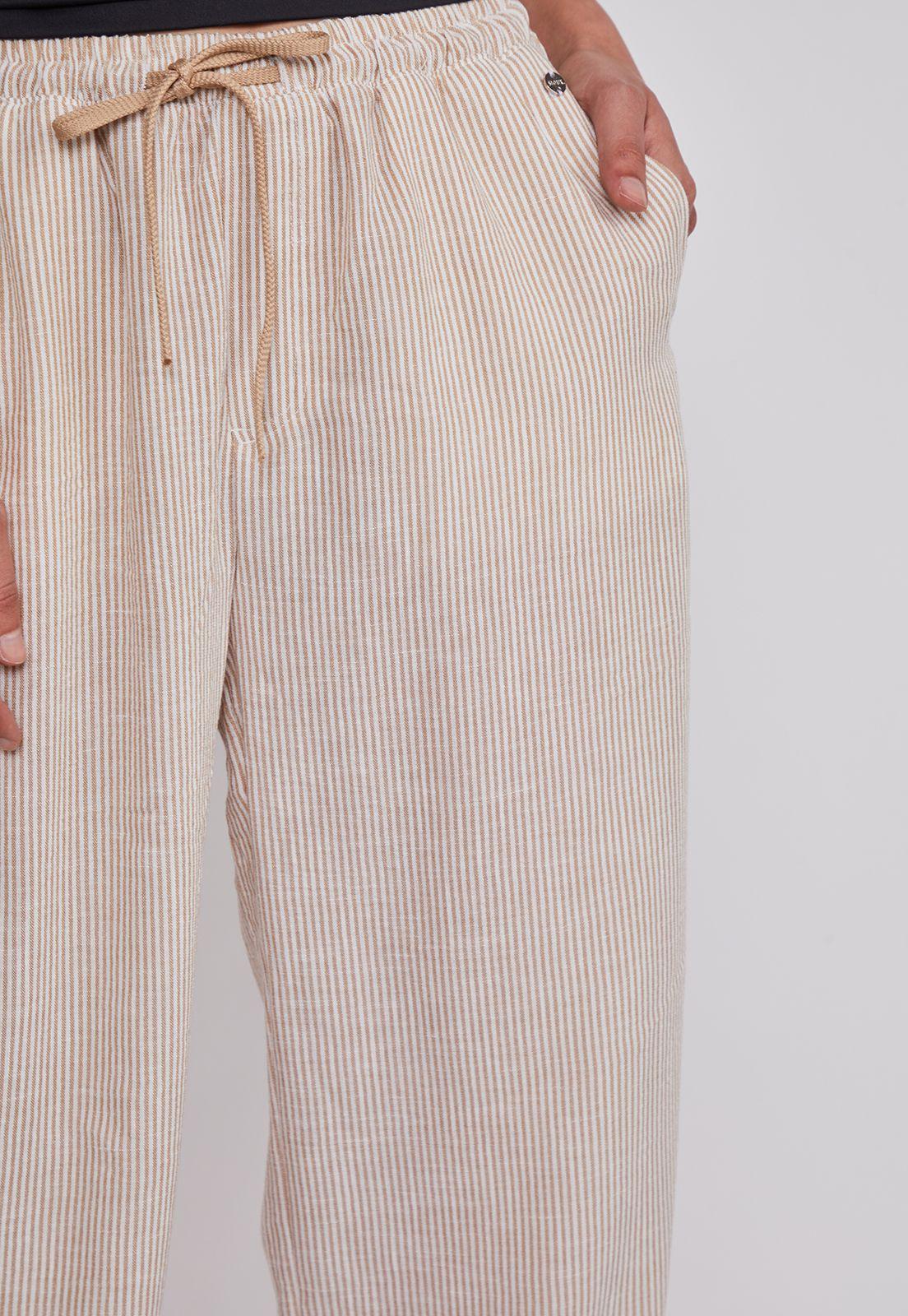 Pantalón Mujer Rustico Listado Beige Sioux-2
