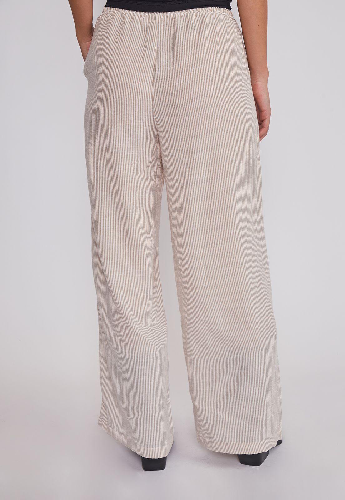 Pantalón Mujer Rustico Listado Beige Sioux-3