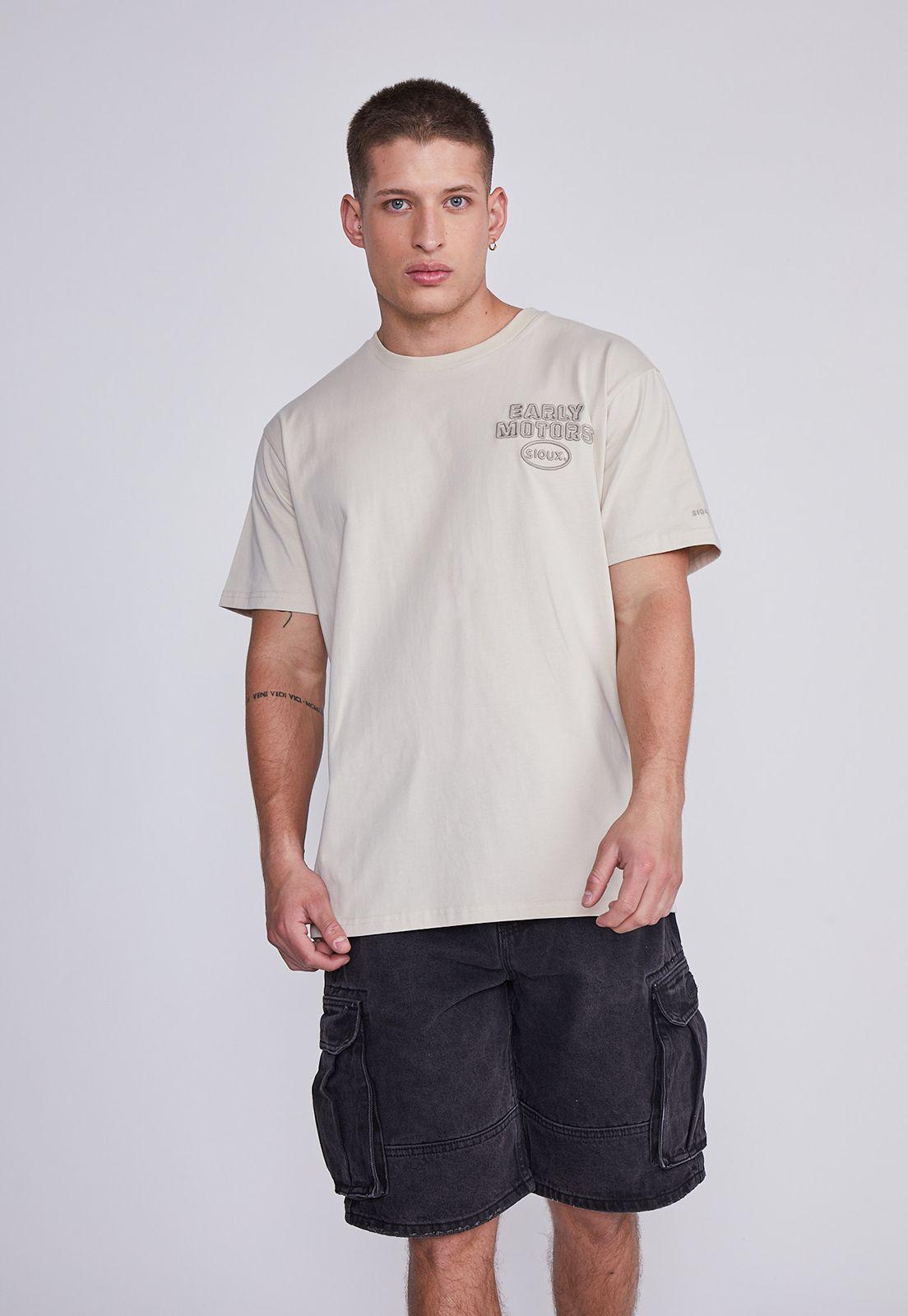 Polera Hombre Beige Motors Relieve Sioux-0