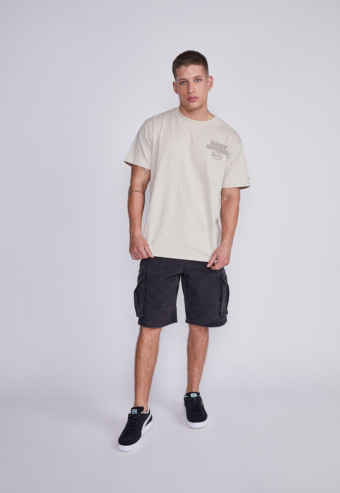 Polera Hombre Beige Motors Relieve Sioux-4