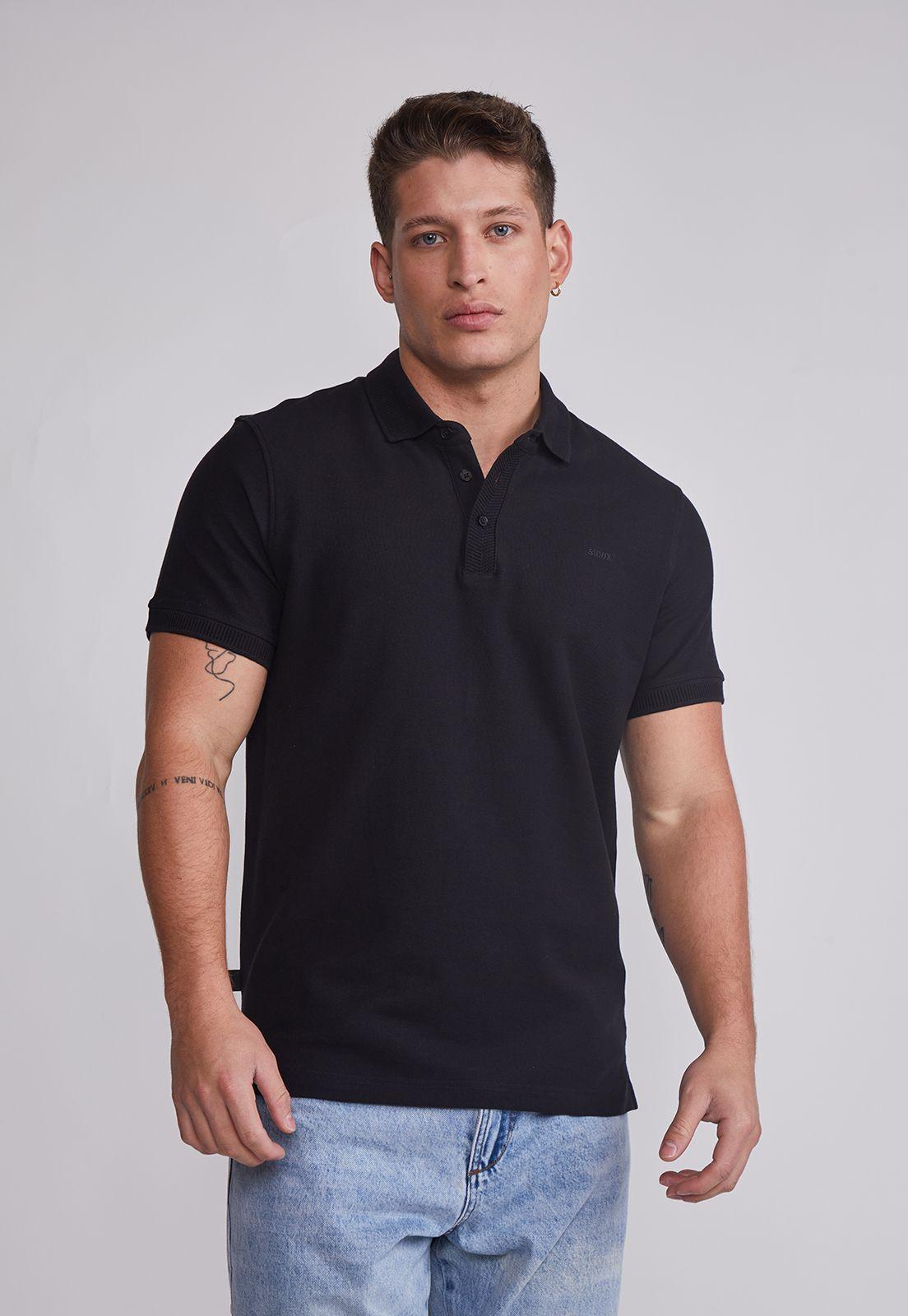 Polera Hombre Piqué Negro Sioux-0