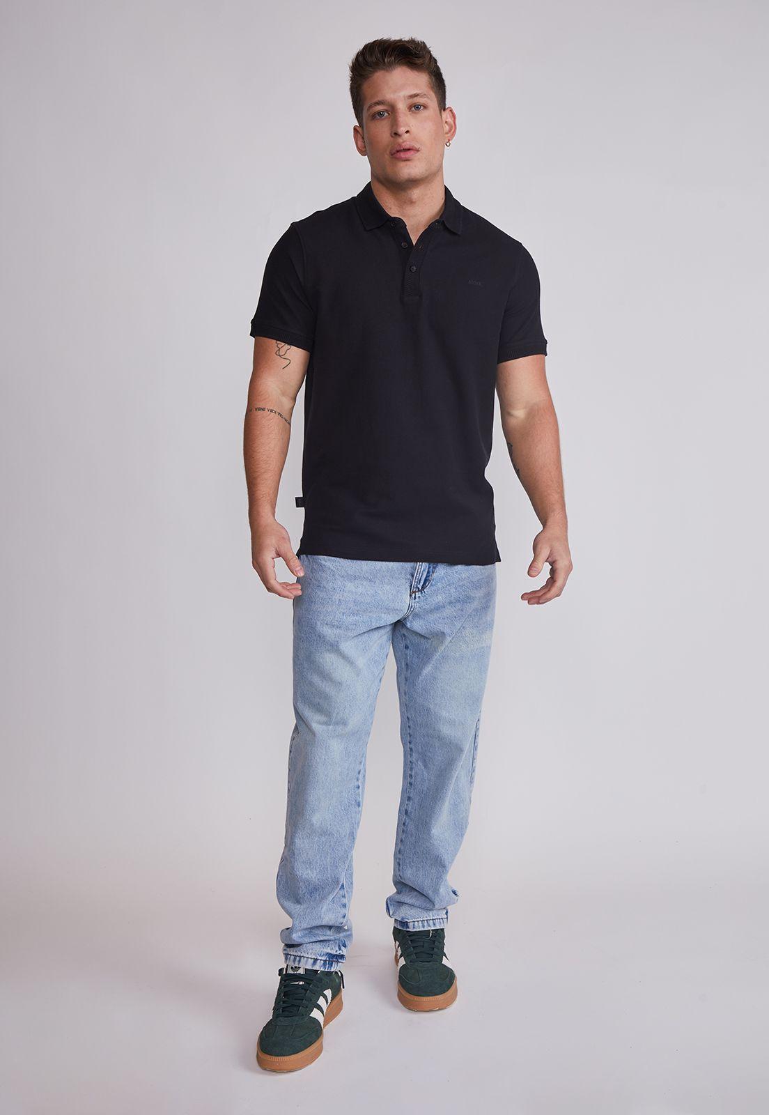 Polera Hombre Piqué Negro Sioux-3