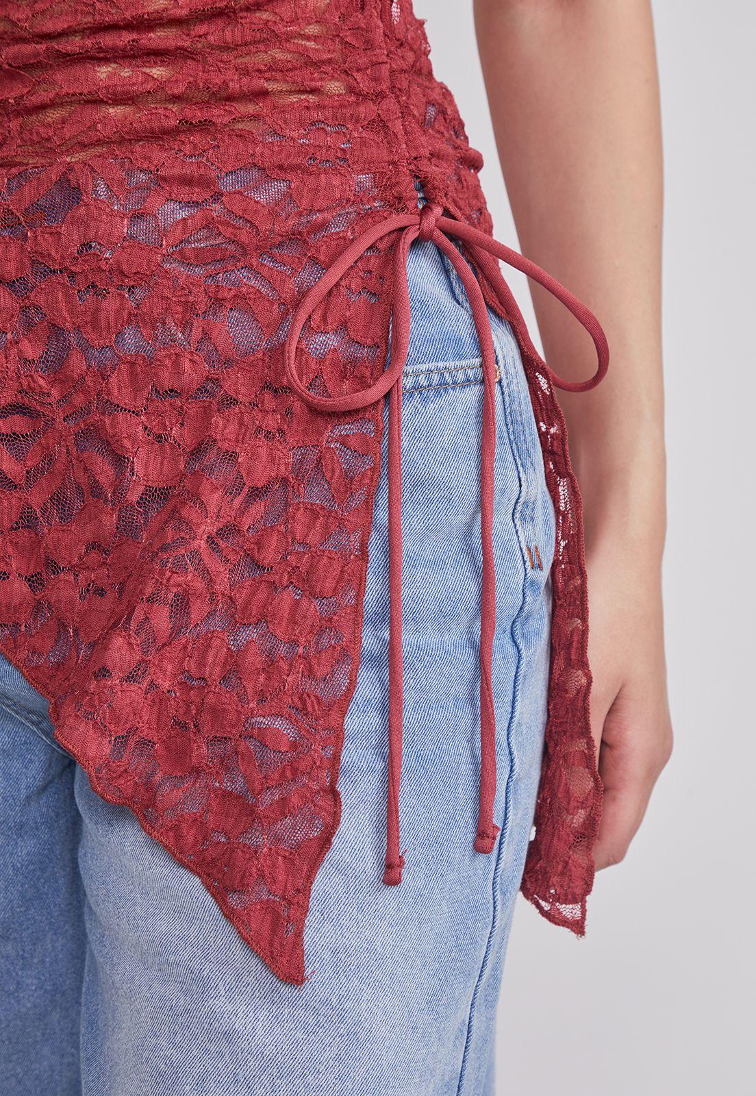 Peto Mujer Strapless asimétrico Rojo Sioux-1