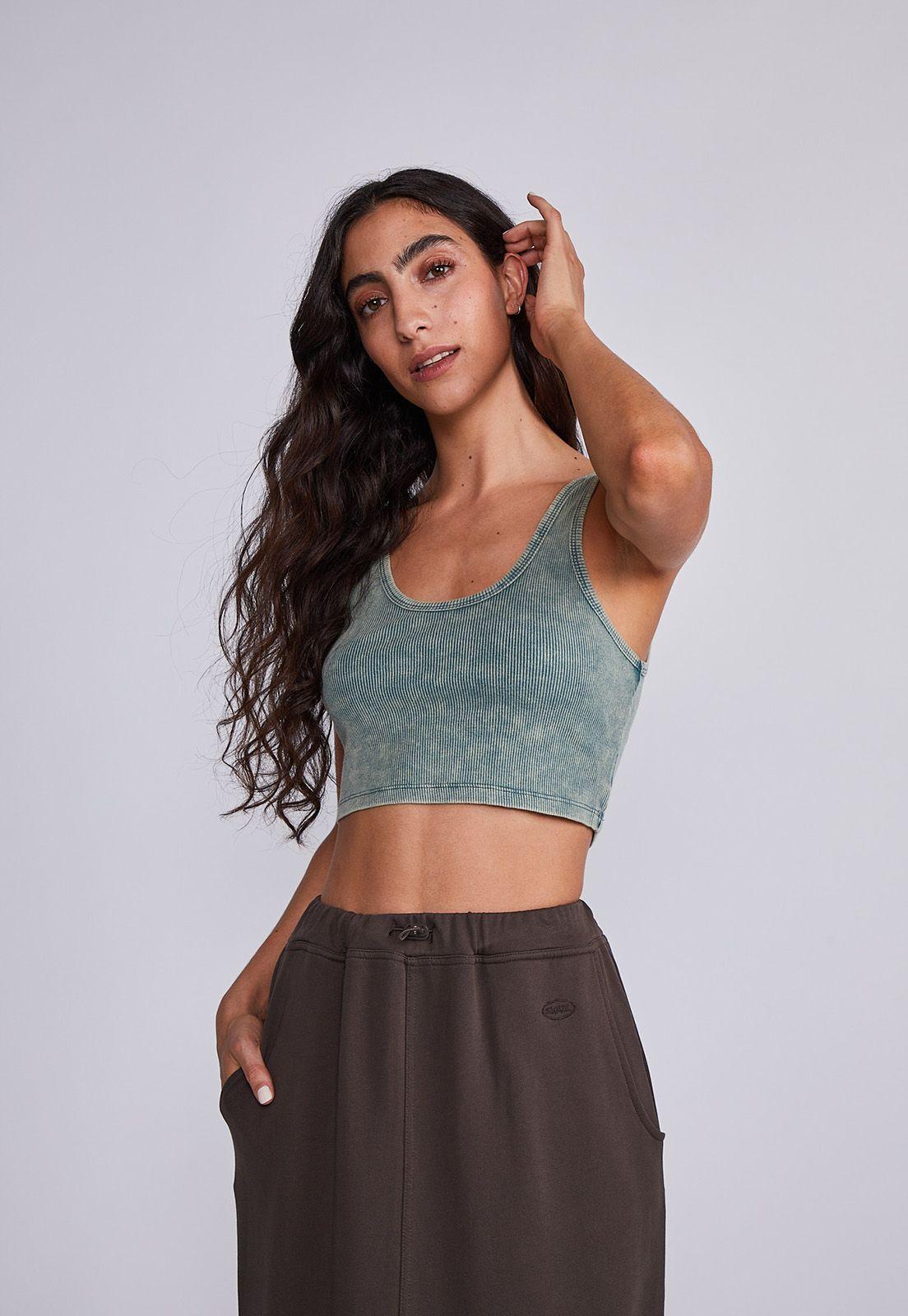 Peto Mujer Verde Tipo Camiseta Corto Lavado Sioux-0