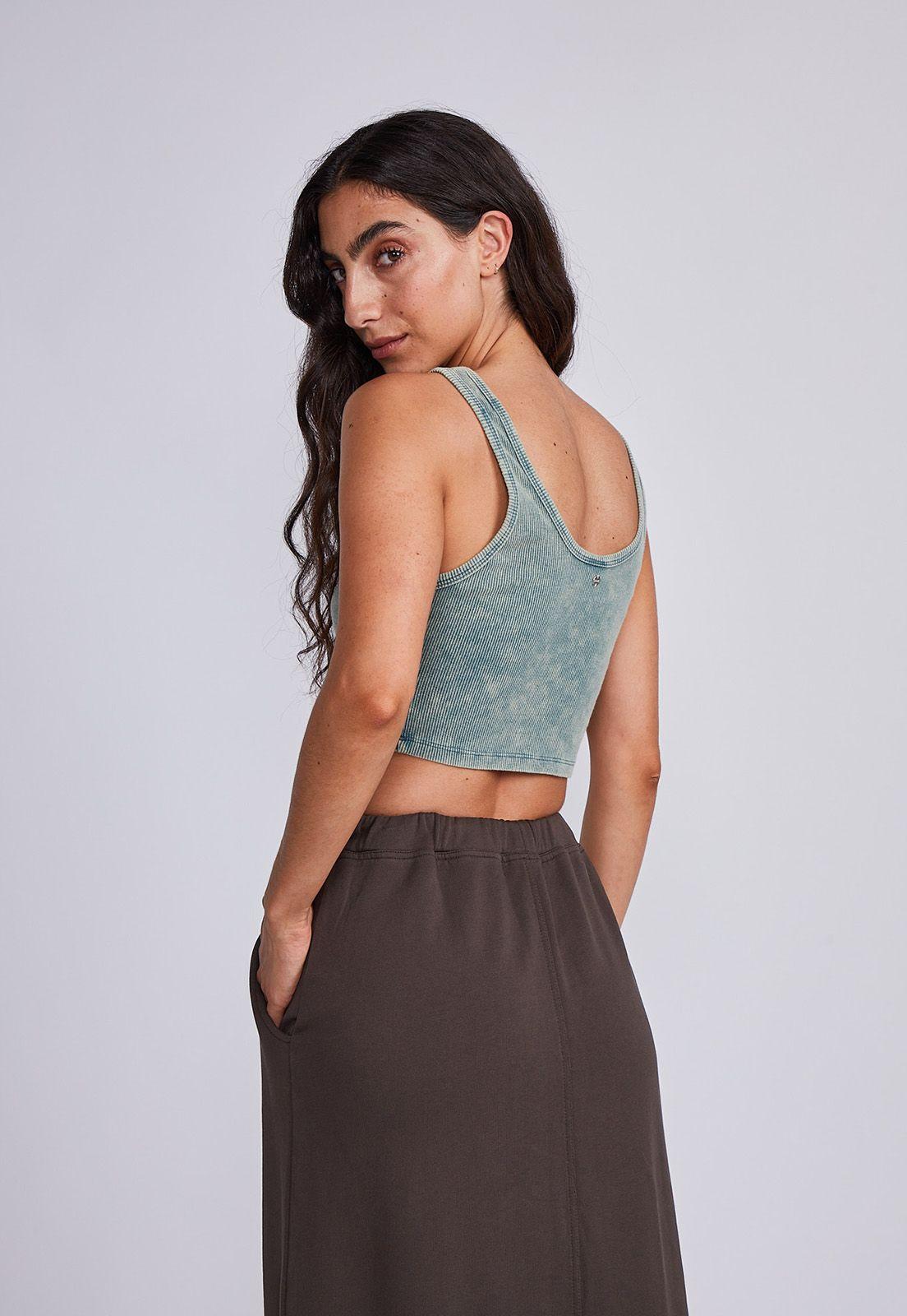 Peto Mujer Verde Tipo Camiseta Corto Lavado Sioux-2