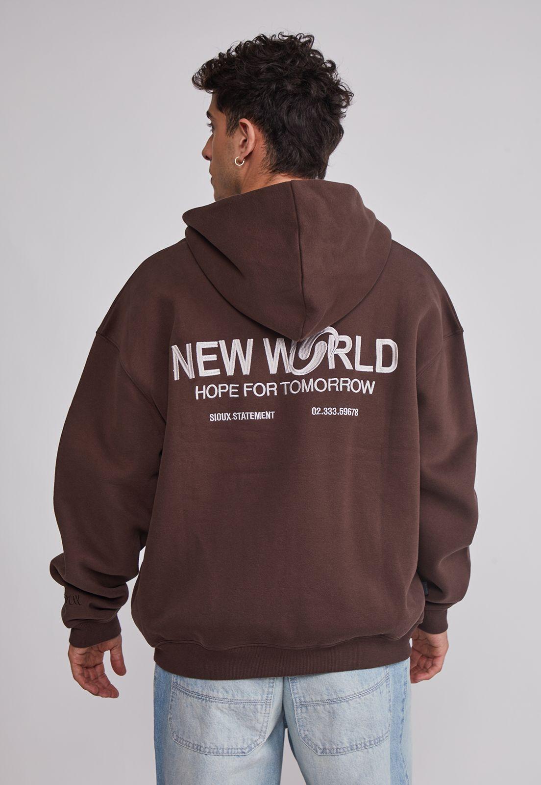 Polerón Hombre Cierre Print Café Sioux-4