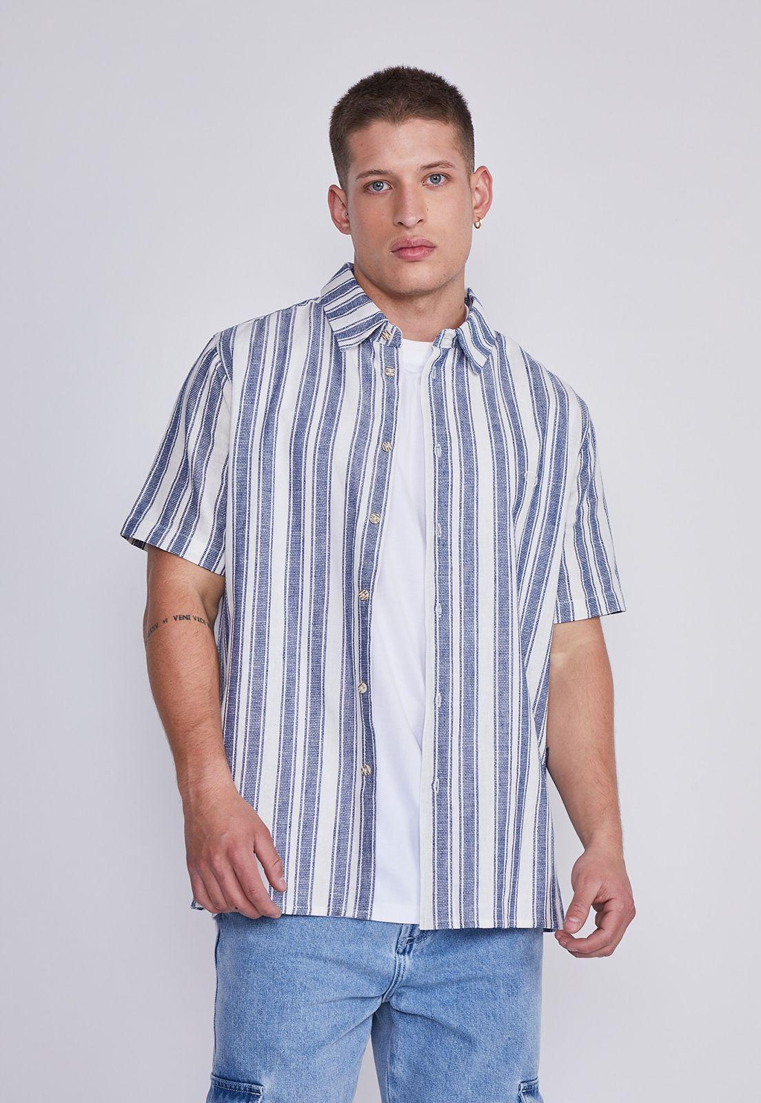 Camisa Hombre Crudo Lino Listada Sioux-0