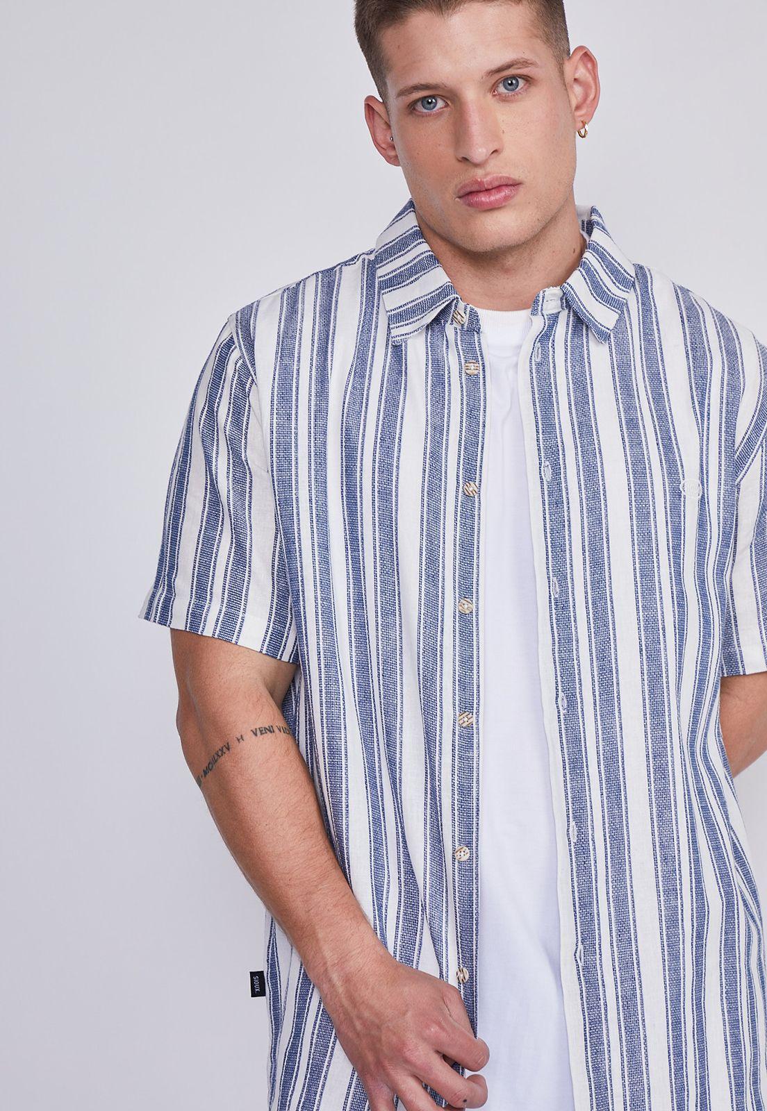 Camisa Hombre Crudo Lino Listada Sioux-1