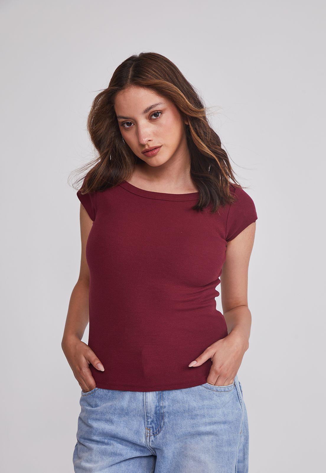 Polera Mujer Ajustada Burdeo Sioux-0