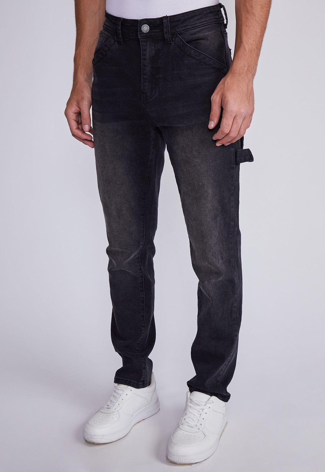 Jeans Hombre Negro Slim Bolsillos Carpintero Sioux-0