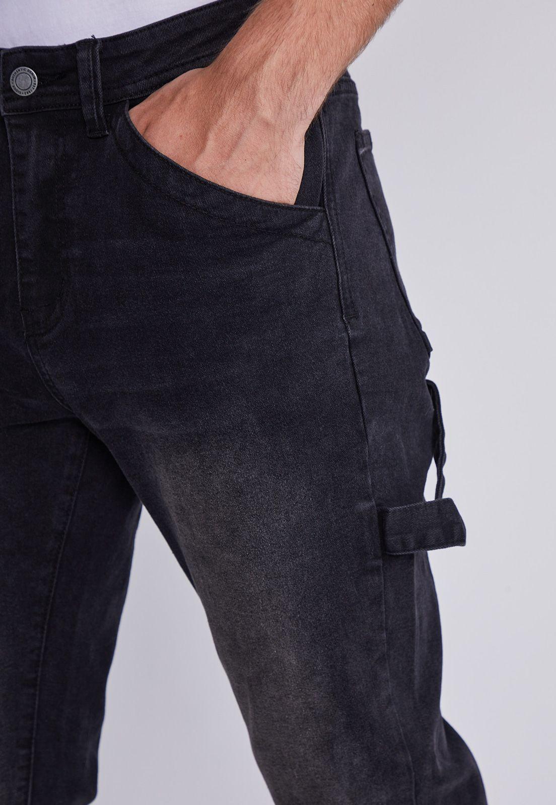 Jeans Hombre Negro Slim Bolsillos Carpintero Sioux-1