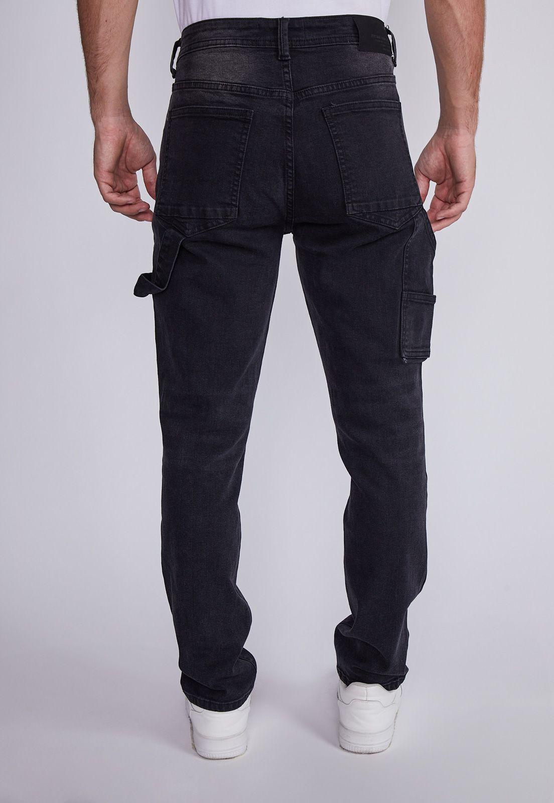 Jeans Hombre Negro Slim Bolsillos Carpintero Sioux-2