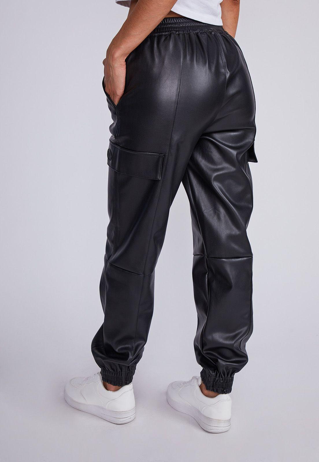 Pantalón Mujer Negro Jogger Eco Cuero Sioux-2