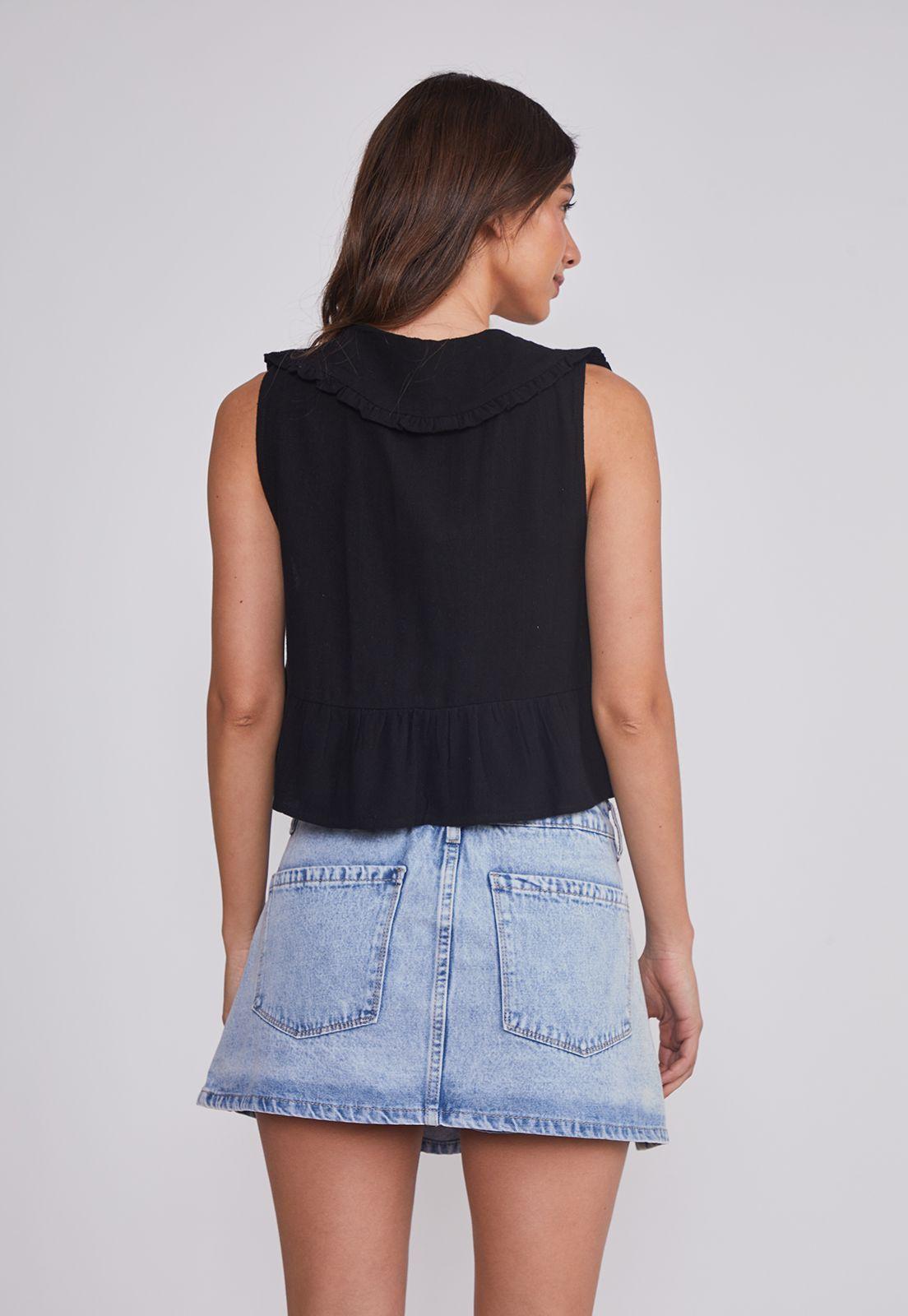 Blusa Mujer Lazos Cuello Negro Sioux-3