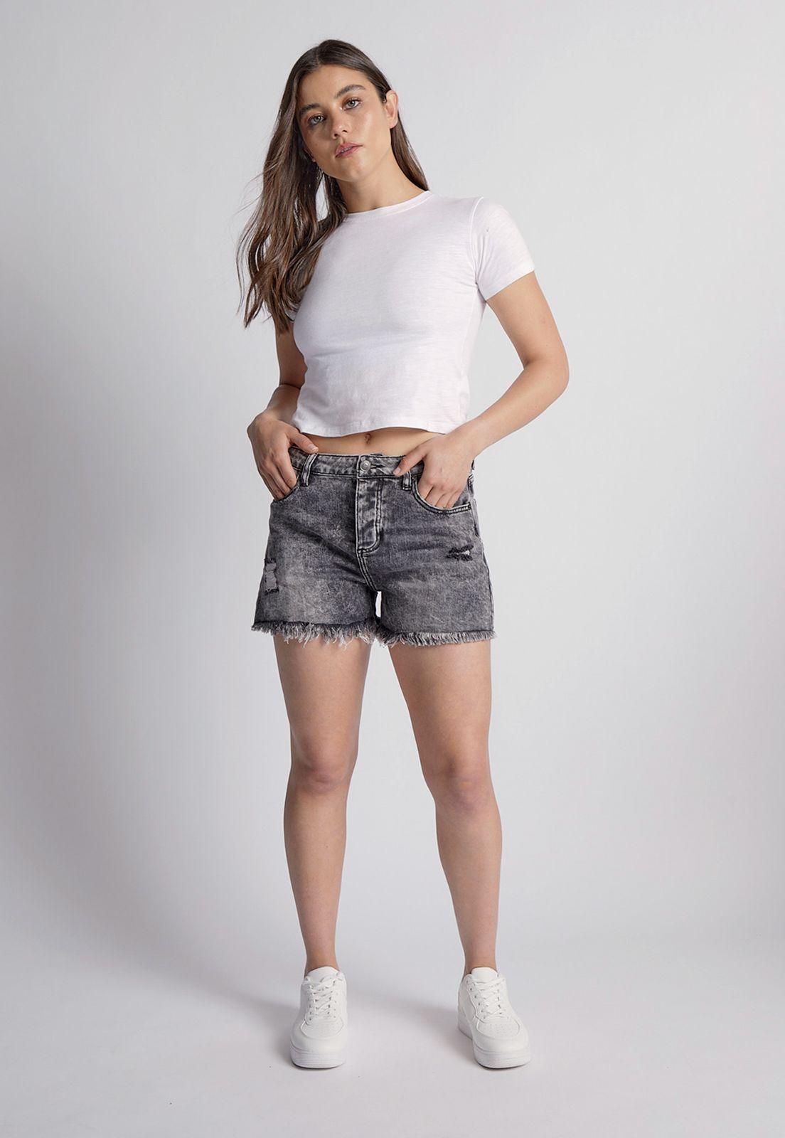 Short Mujer Denim Slim Fit Gris Sioux-3