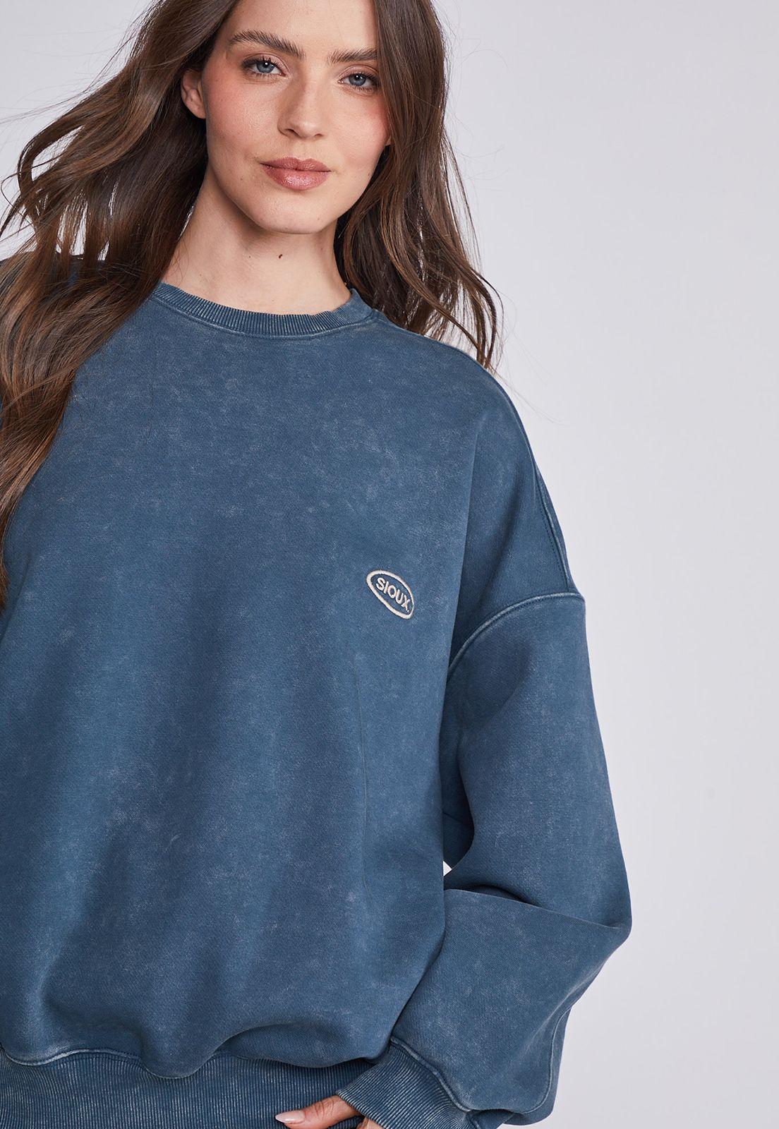 Polerón Mujer Azul Lavado Oxido Sioux-1