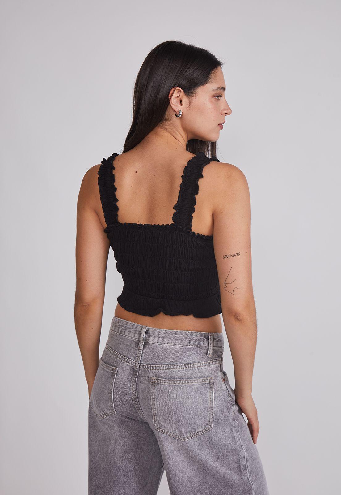 Peto Mujer Panal Elasticado Negro Sioux-2