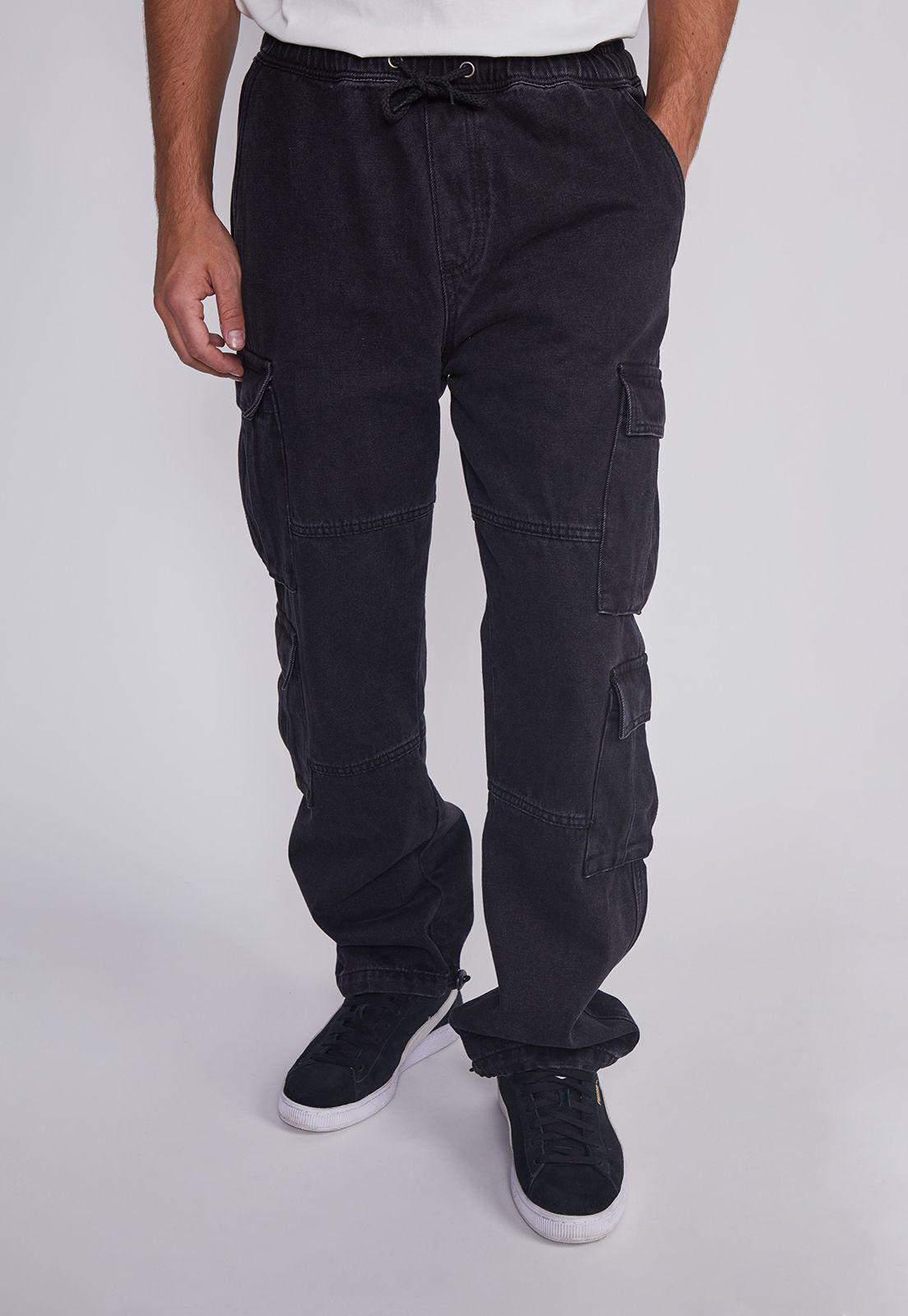 Jeans Hombre Multicargo Negro Sioux-0