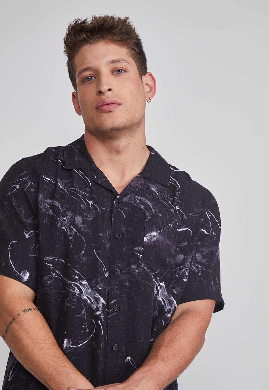 Camisa Hombre Full Print Negro Sioux-2