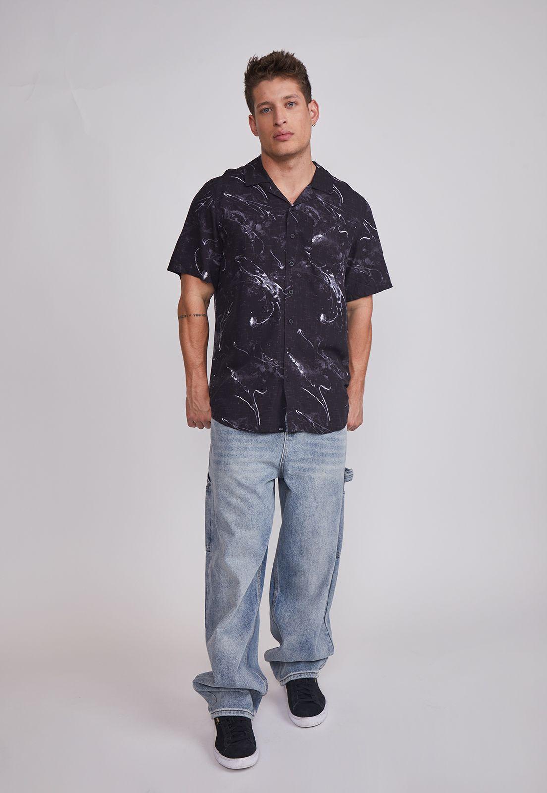 Camisa Hombre Full Print Negro Sioux-4