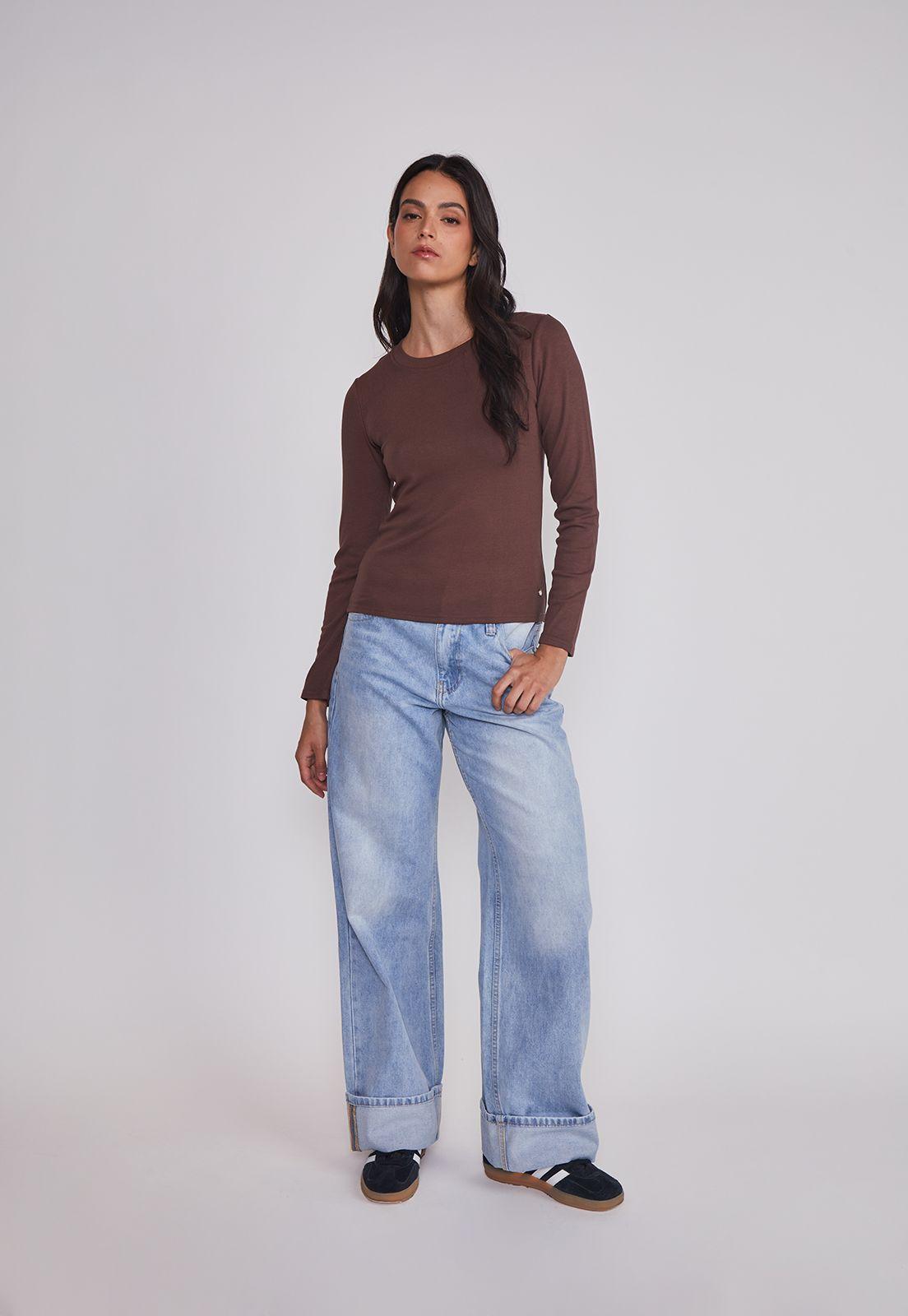 Camiseta Mujer Termica Café Sioux-2