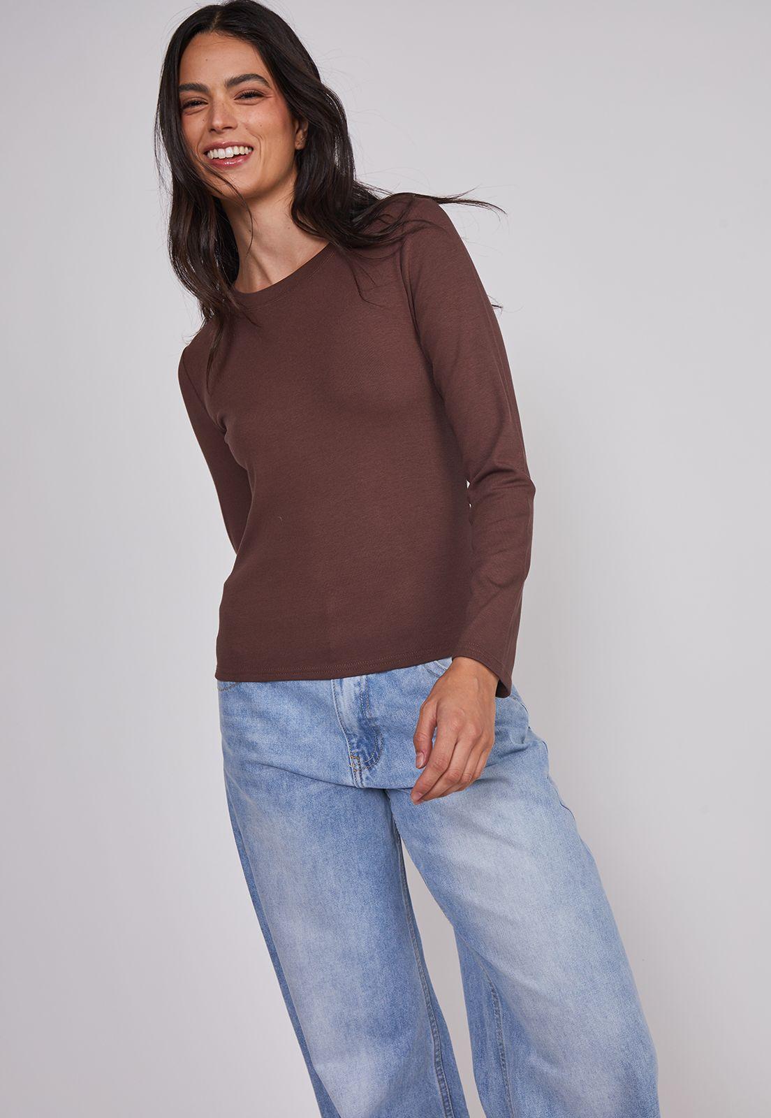 Camiseta Mujer Termica Café Sioux-4