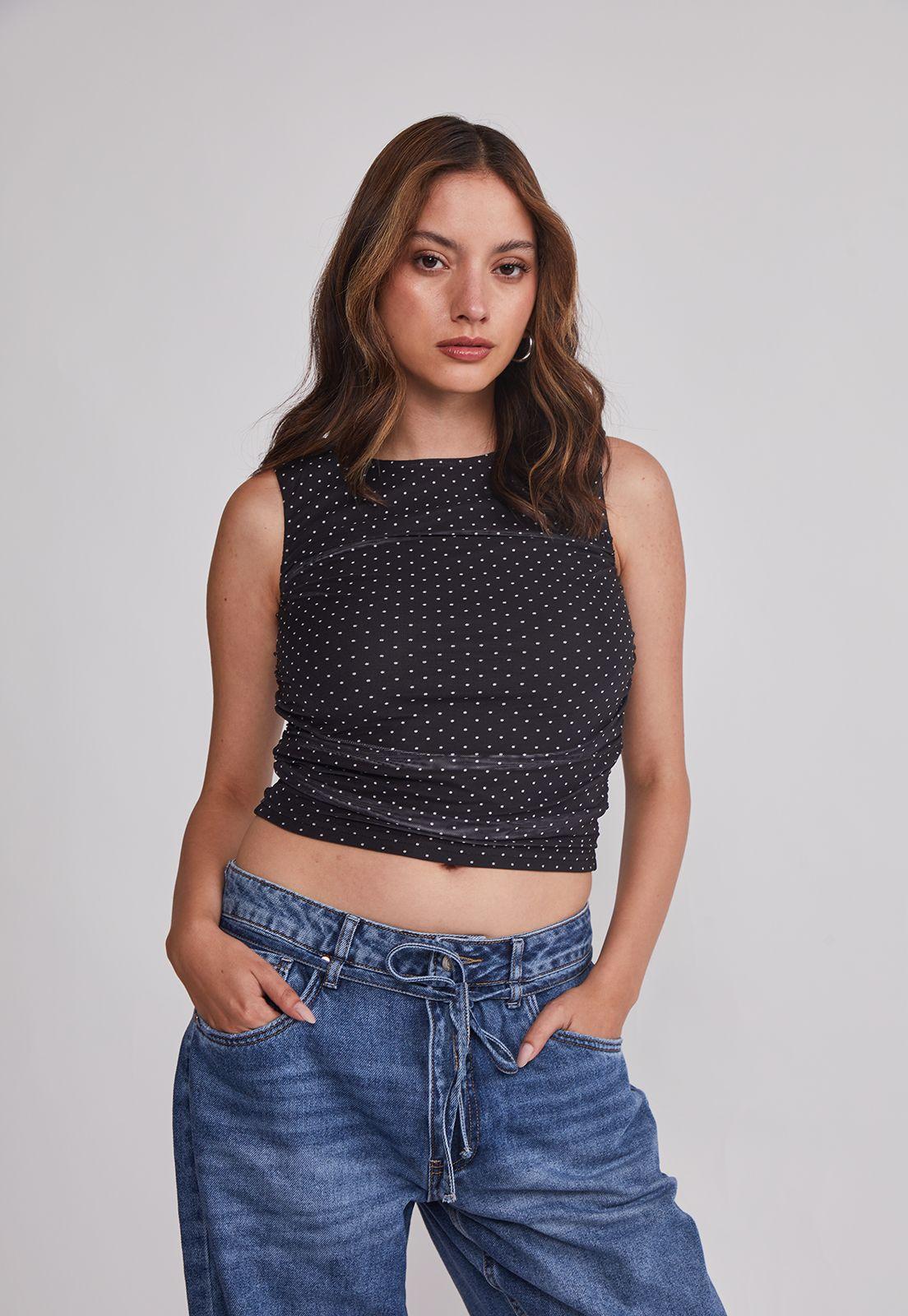 Peto Mujer Drapeado Trend Negro Sioux-0