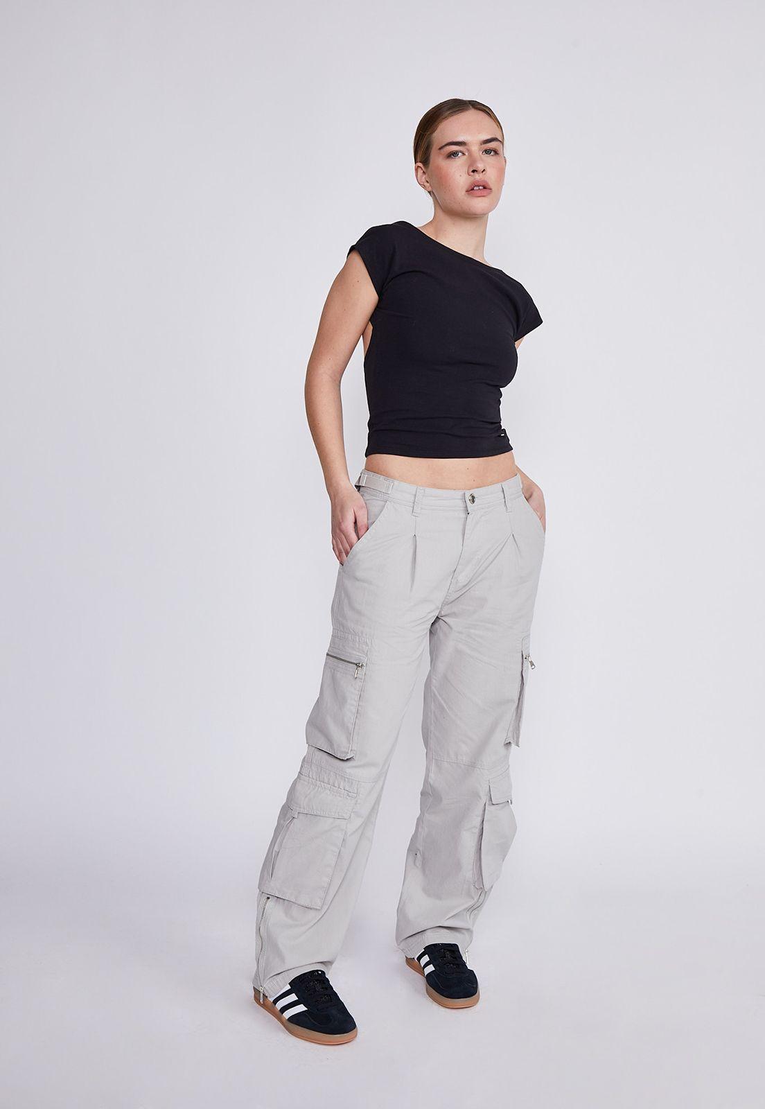 Pantalón Mujer Crudo Cargo Recto Sioux-3