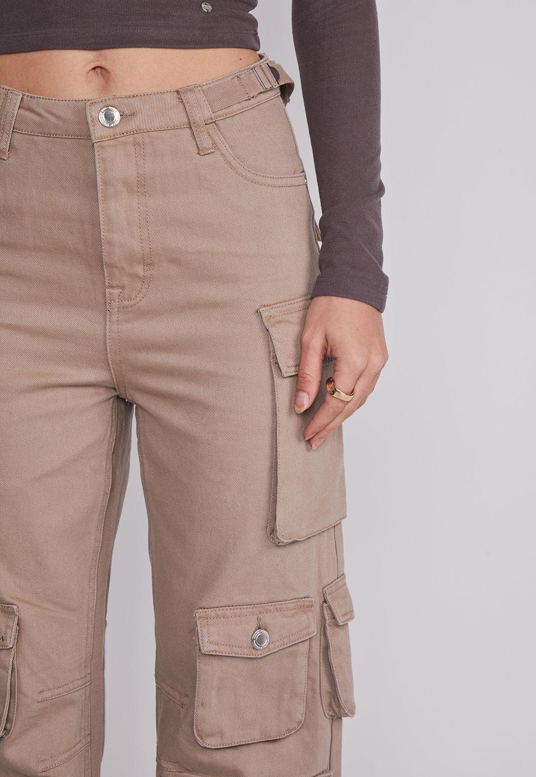 Pantalon Mujer Cargo Cintura Cafe Sioux-2