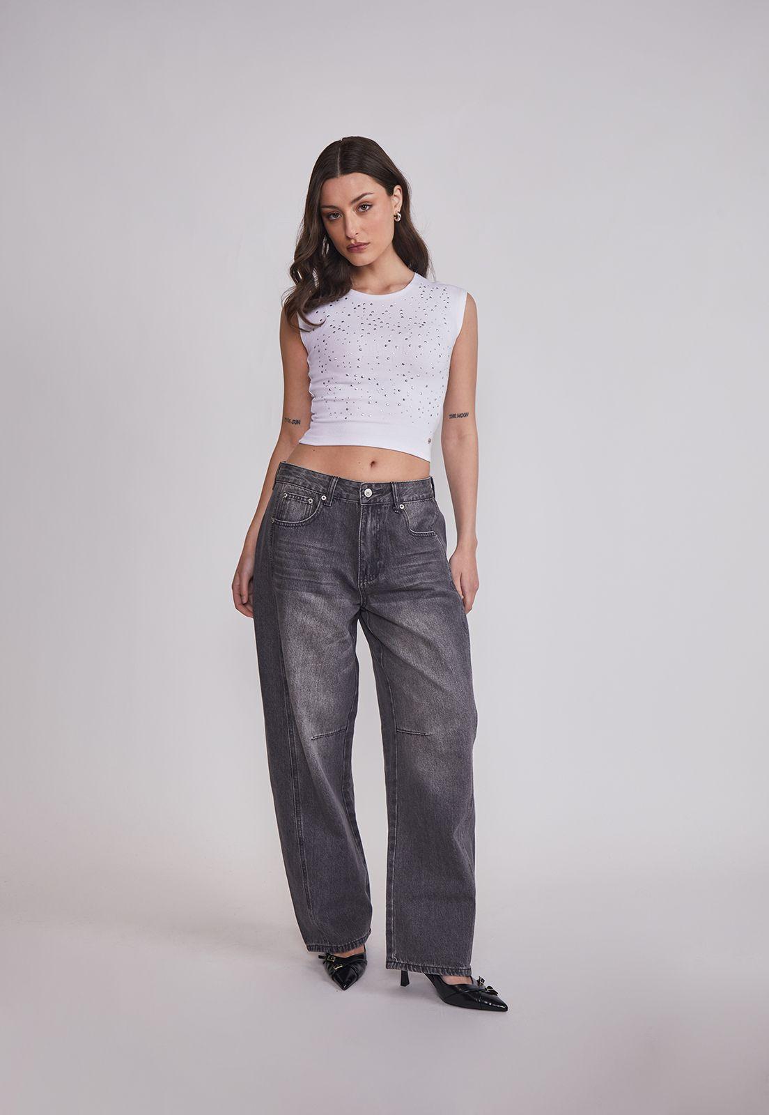 Jeans Mujer Baloon Costuras Gris Sioux-4