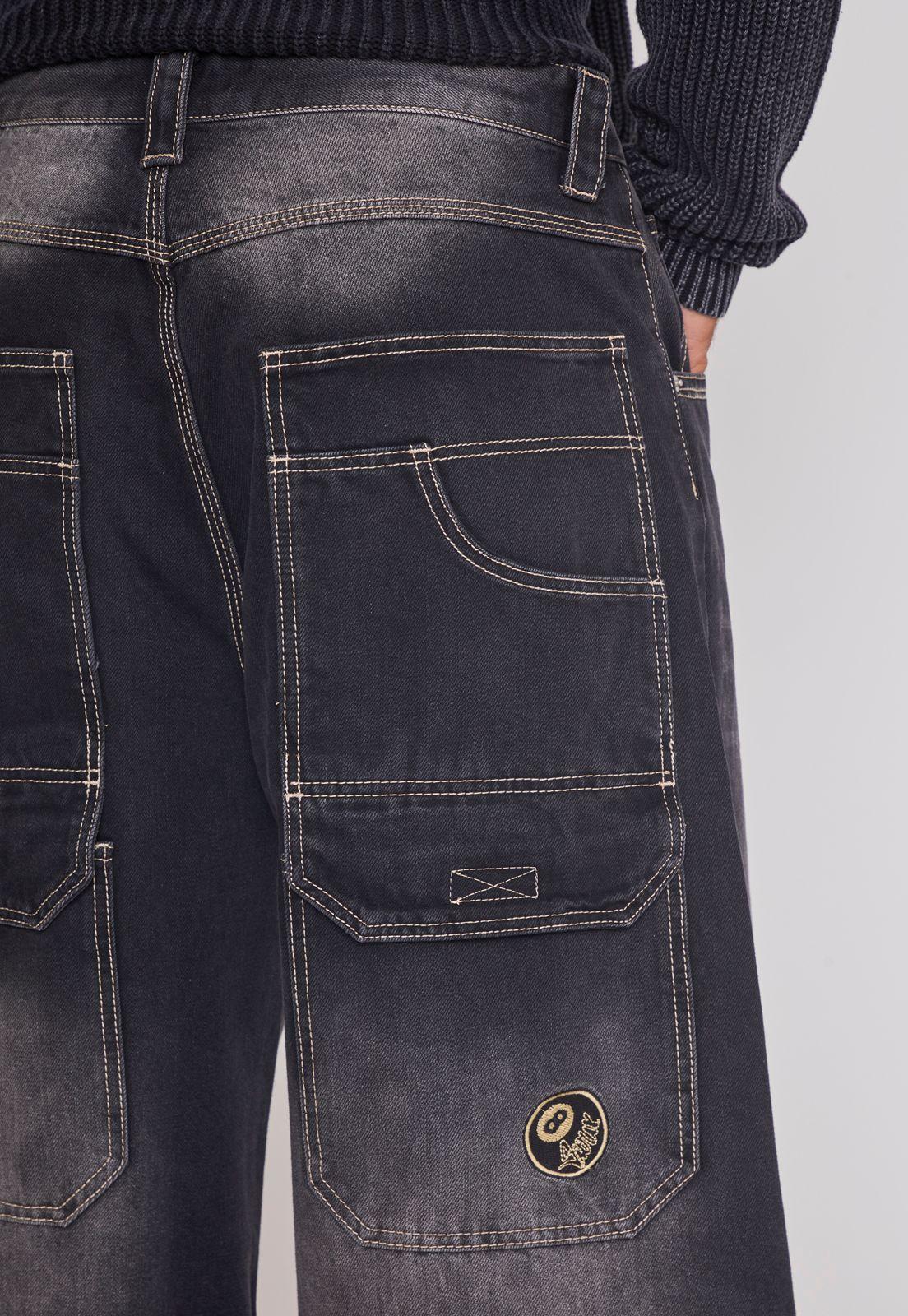 Jeans Hombre Mega Baggy Parche Negro Sioux-3