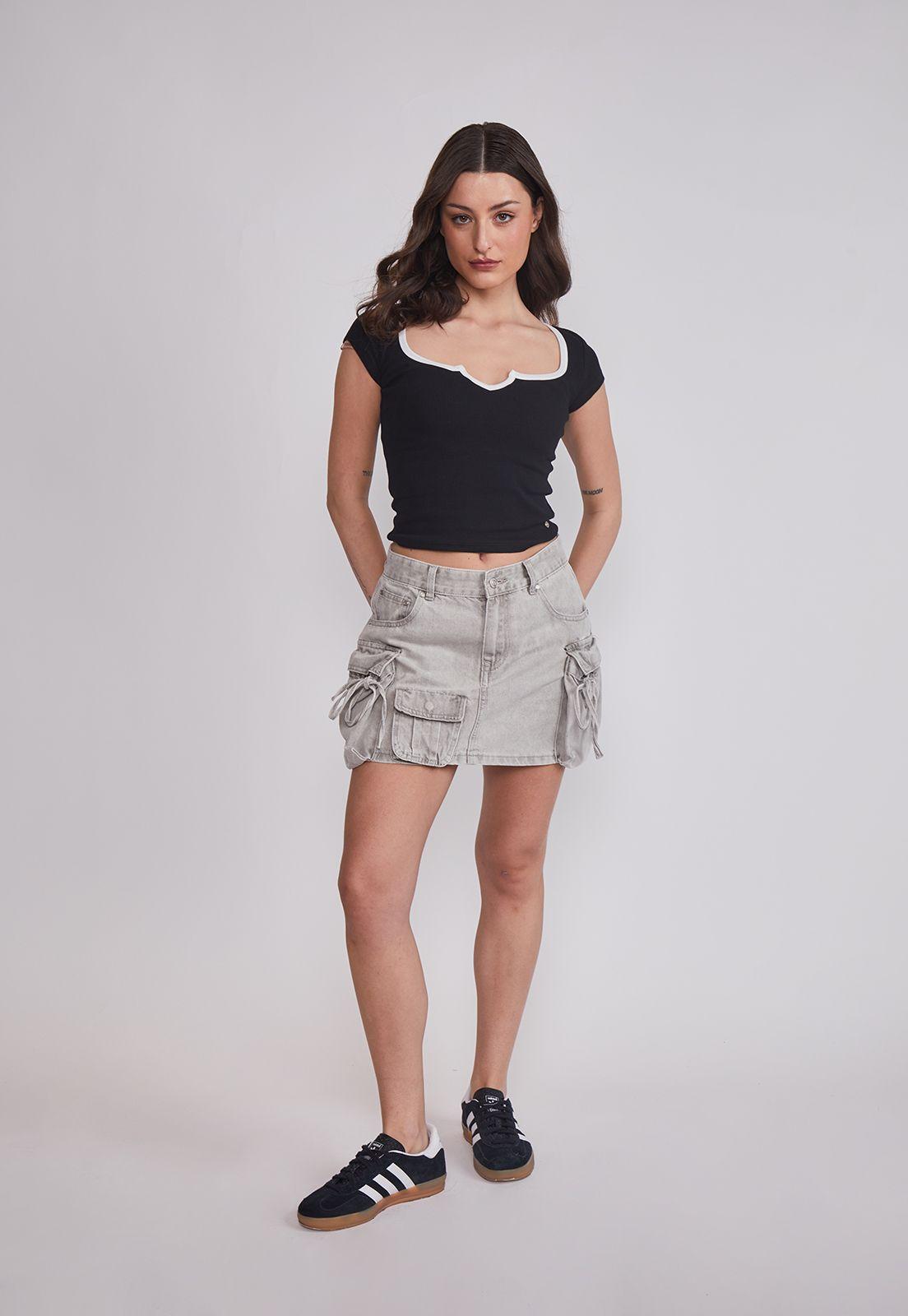 Polera Mujer Escote Contraste Negro Sioux-4
